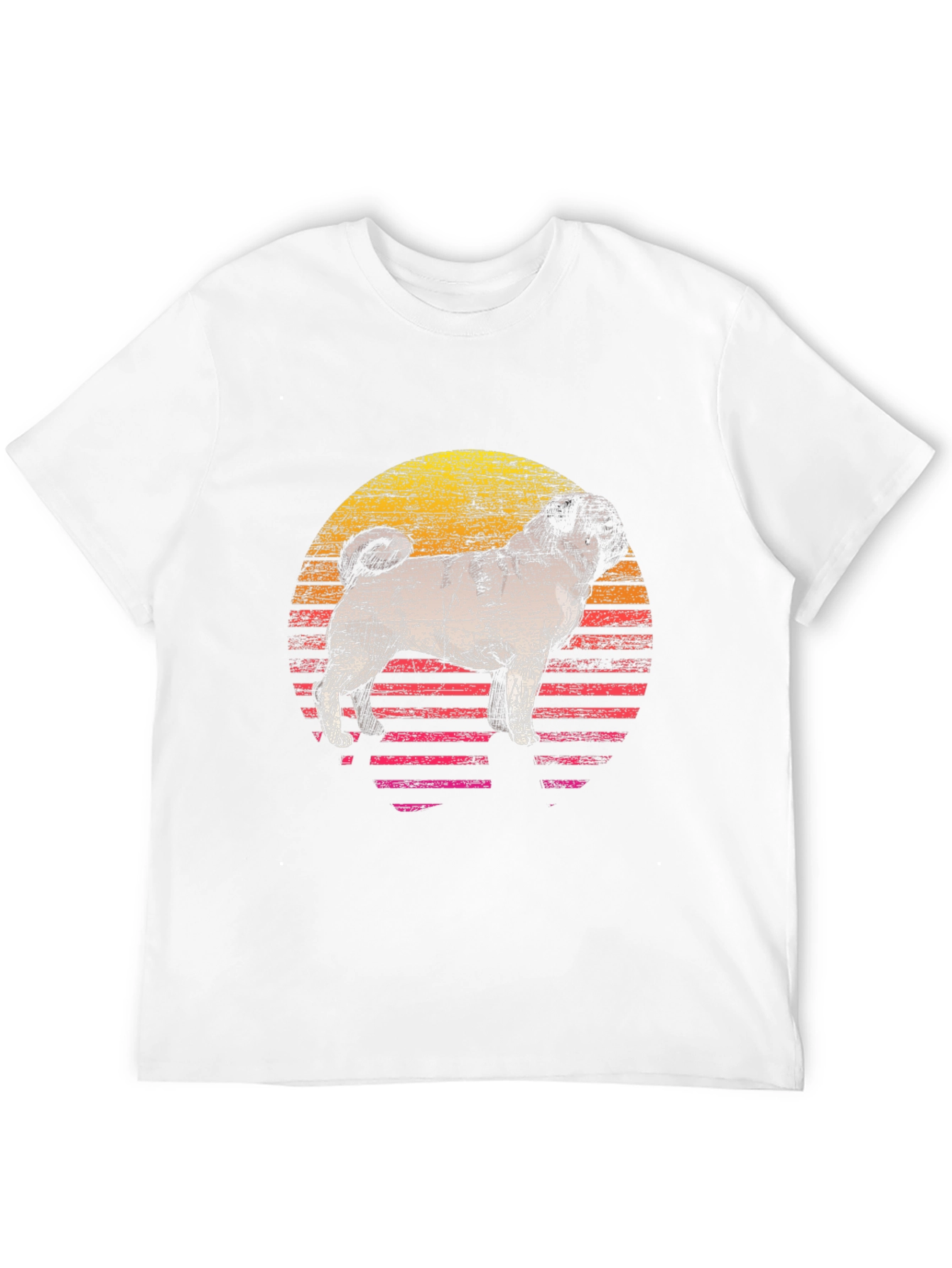 Retro Pug Sunset Graphic Tee - Cool Dog Lover Shirt