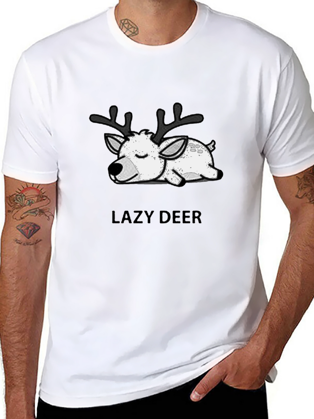 Lazy Deer Graphic T-Shirt - Soft Cotton Blend
