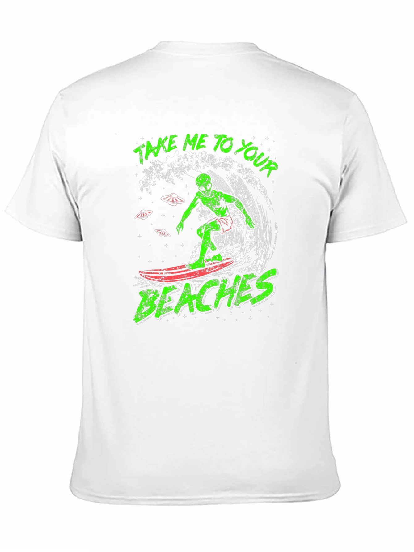 Alien Surfing Graphic Tee - Take Me To Your Beaches