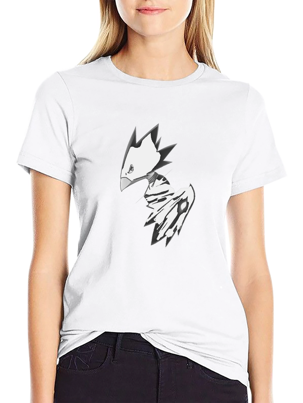 Abstract Bird Graphic Tee - Black