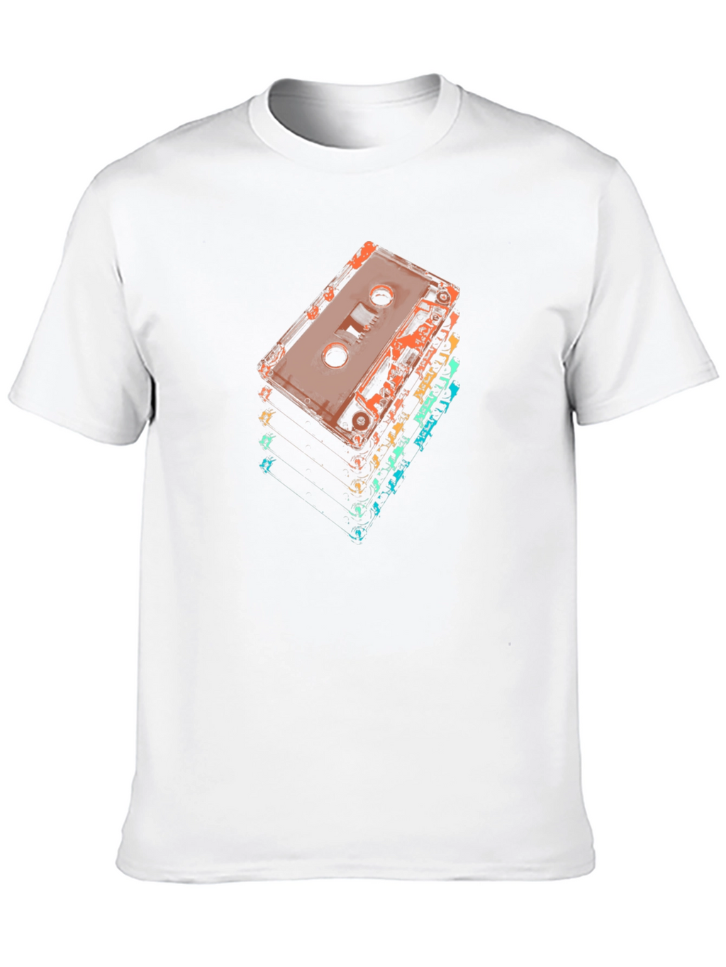 Retro Cassette Tape Stack Graphic T-Shirt