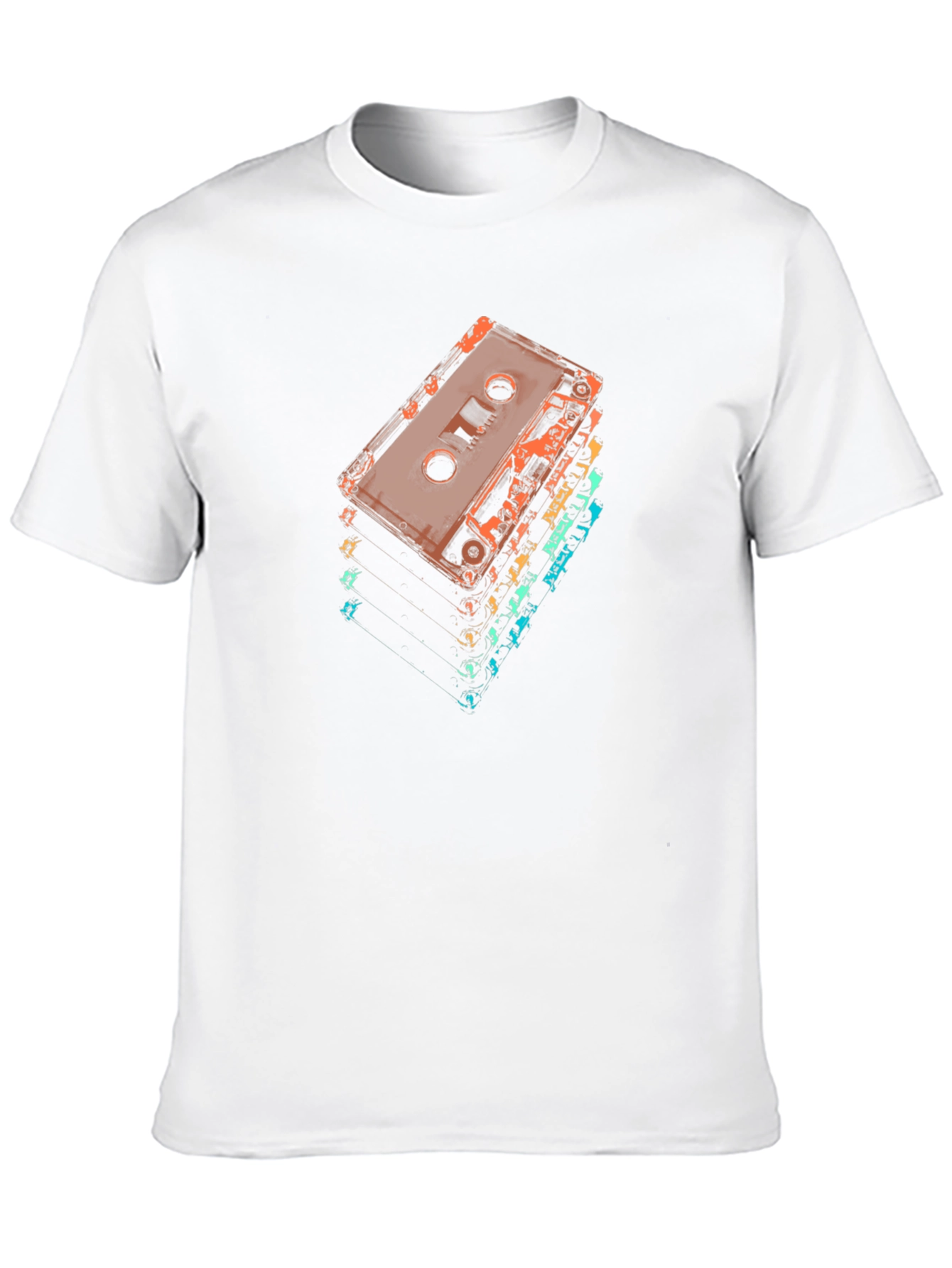 Retro Cassette Tape Stack Graphic T-Shirt