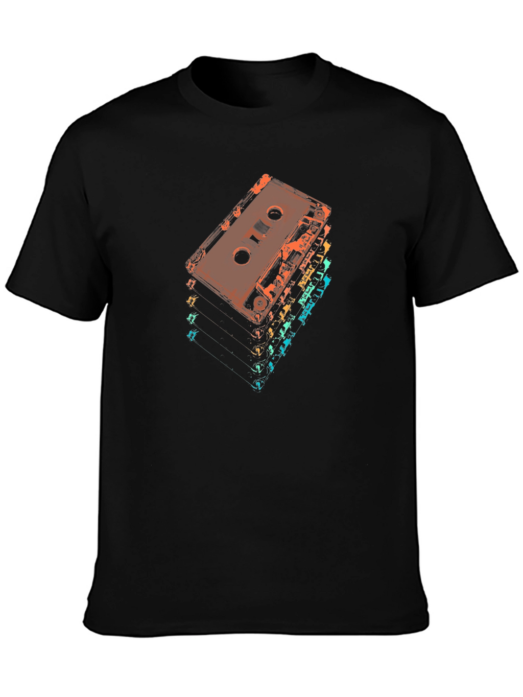 Retro Cassette Tape Stack Graphic T-Shirt