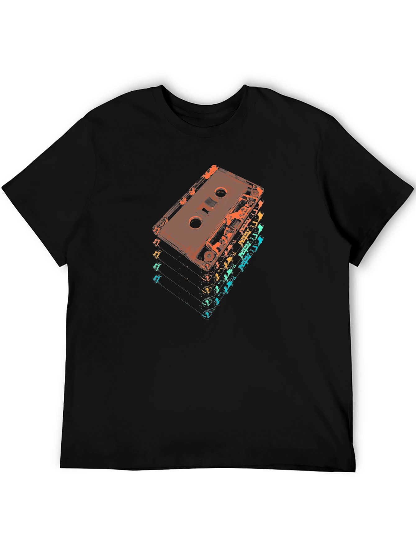 Retro Cassette Tape Stack Graphic T-Shirt