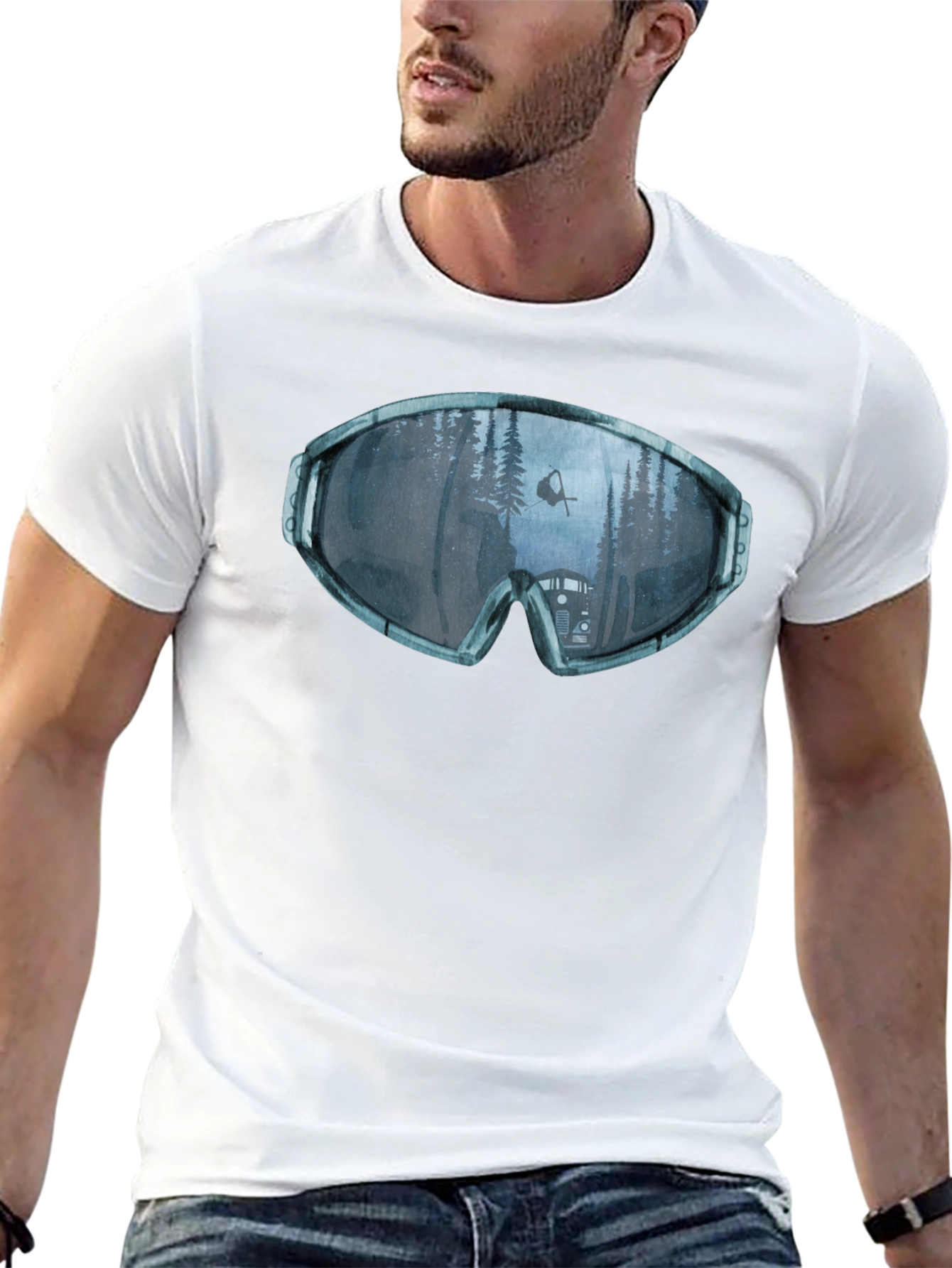 Ski Goggles Reflection Graphic Tee - Black