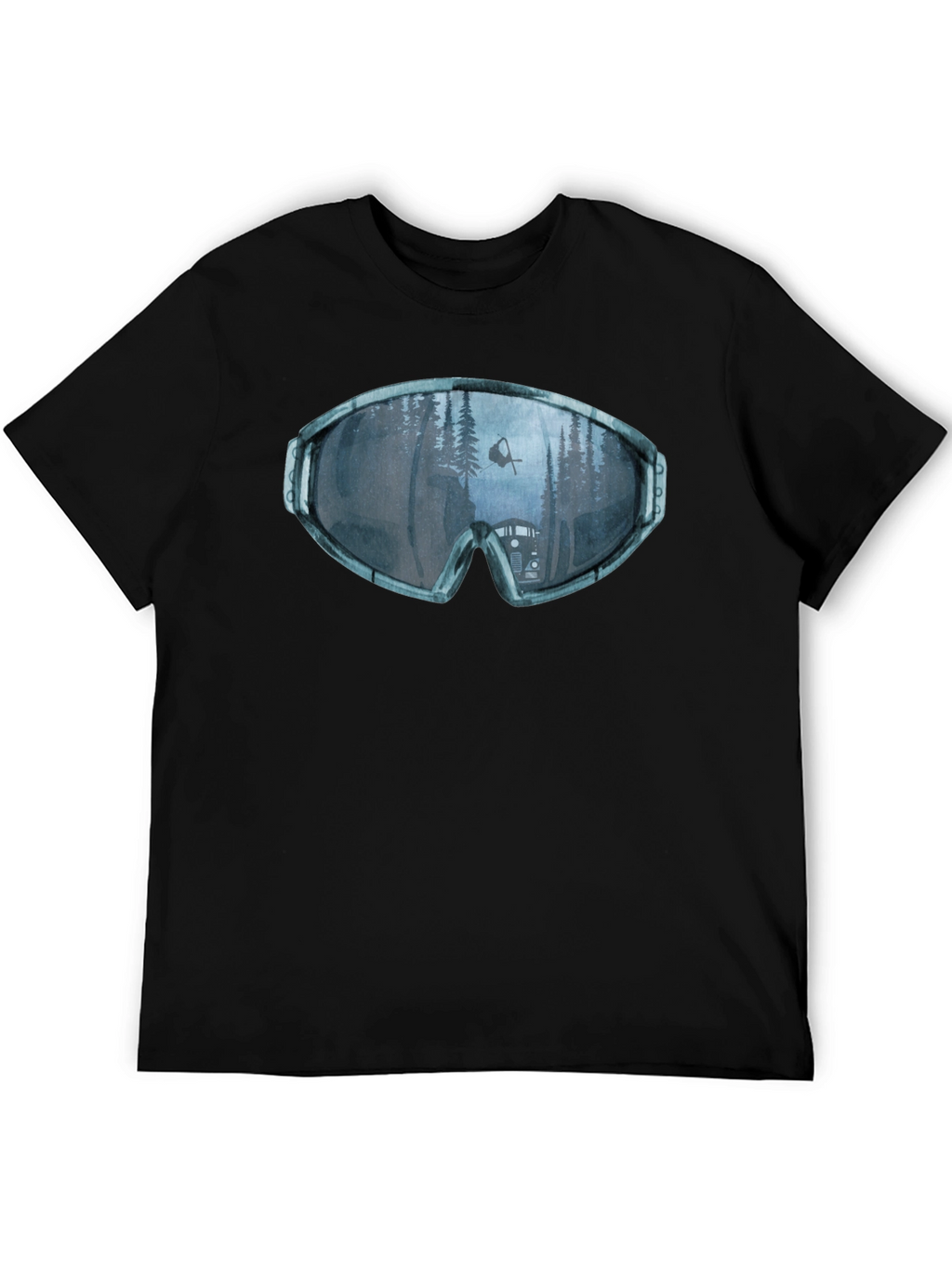 Ski Goggles Reflection Graphic Tee - Black