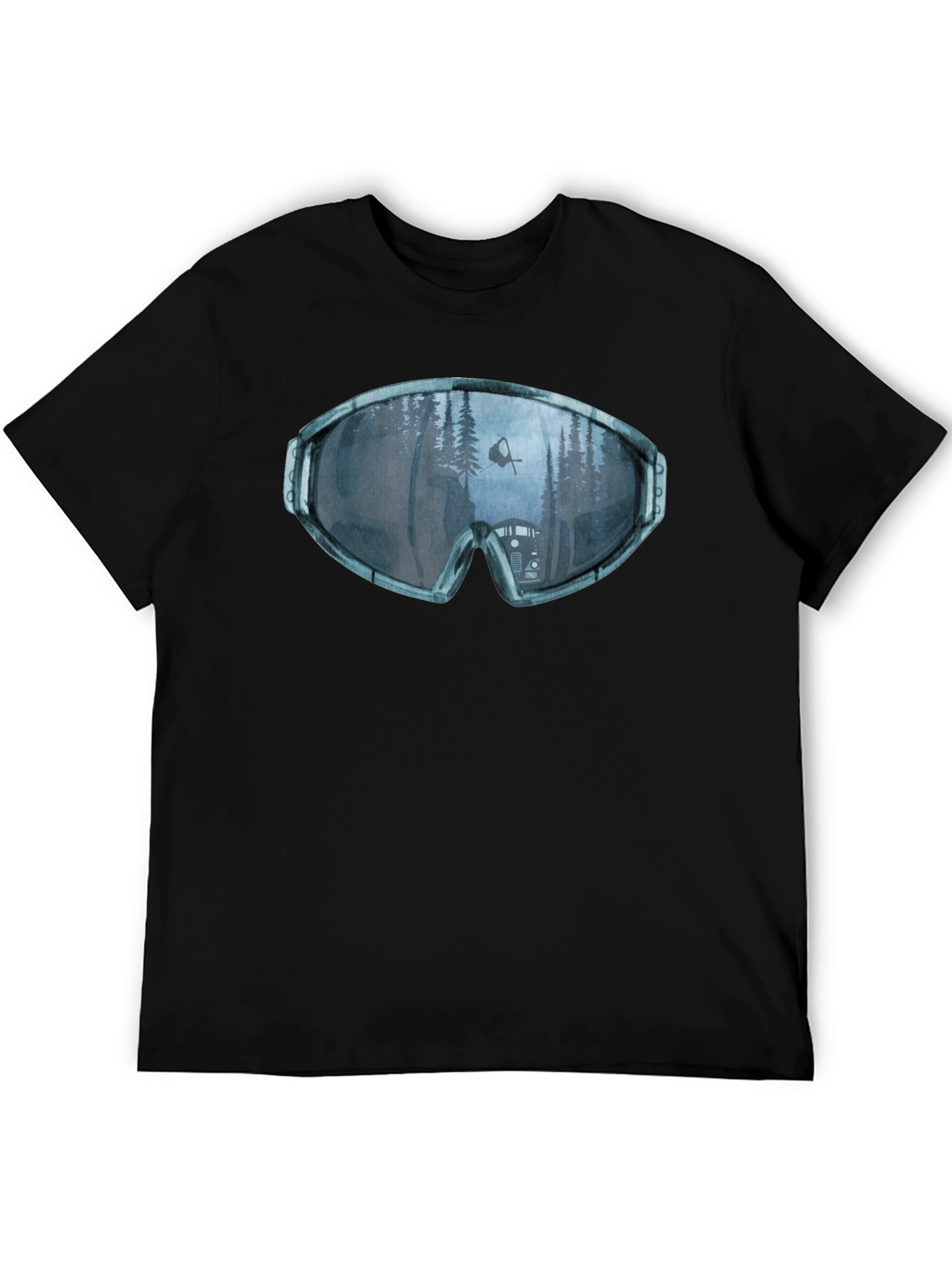 Ski Goggles Reflection Graphic Tee - Black