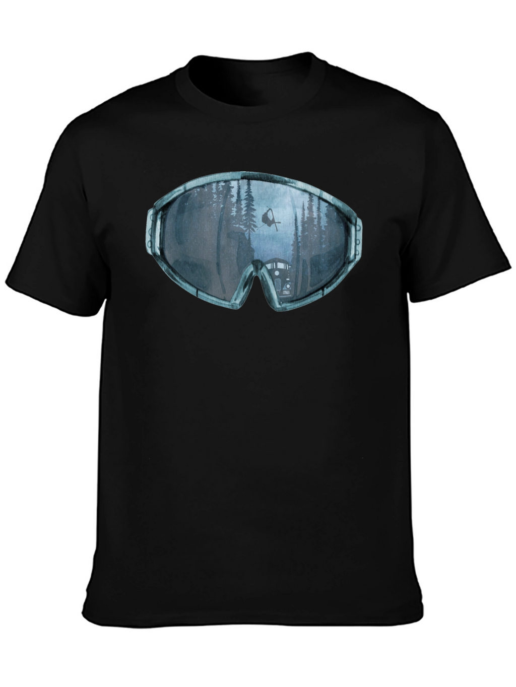Ski Goggles Reflection Graphic Tee - Black