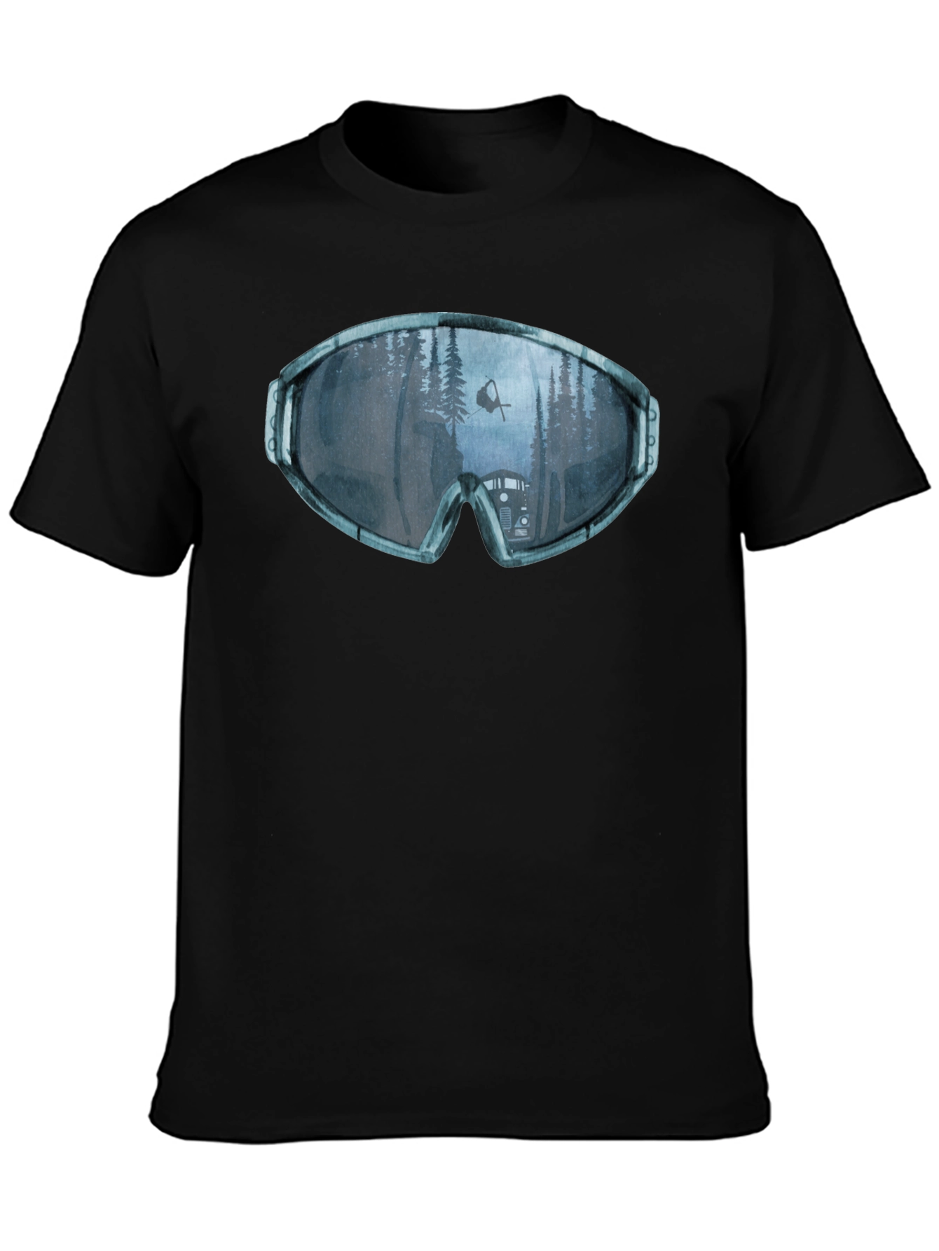 Ski Goggles Reflection Graphic Tee - Black