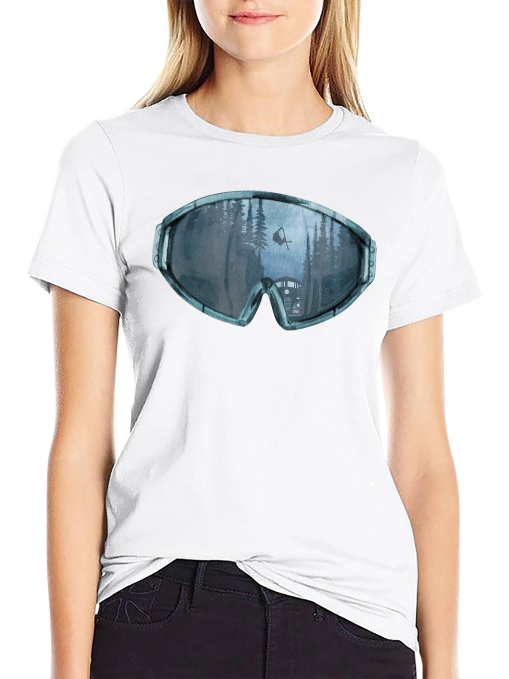 Ski Goggles Reflection Graphic Tee - Black