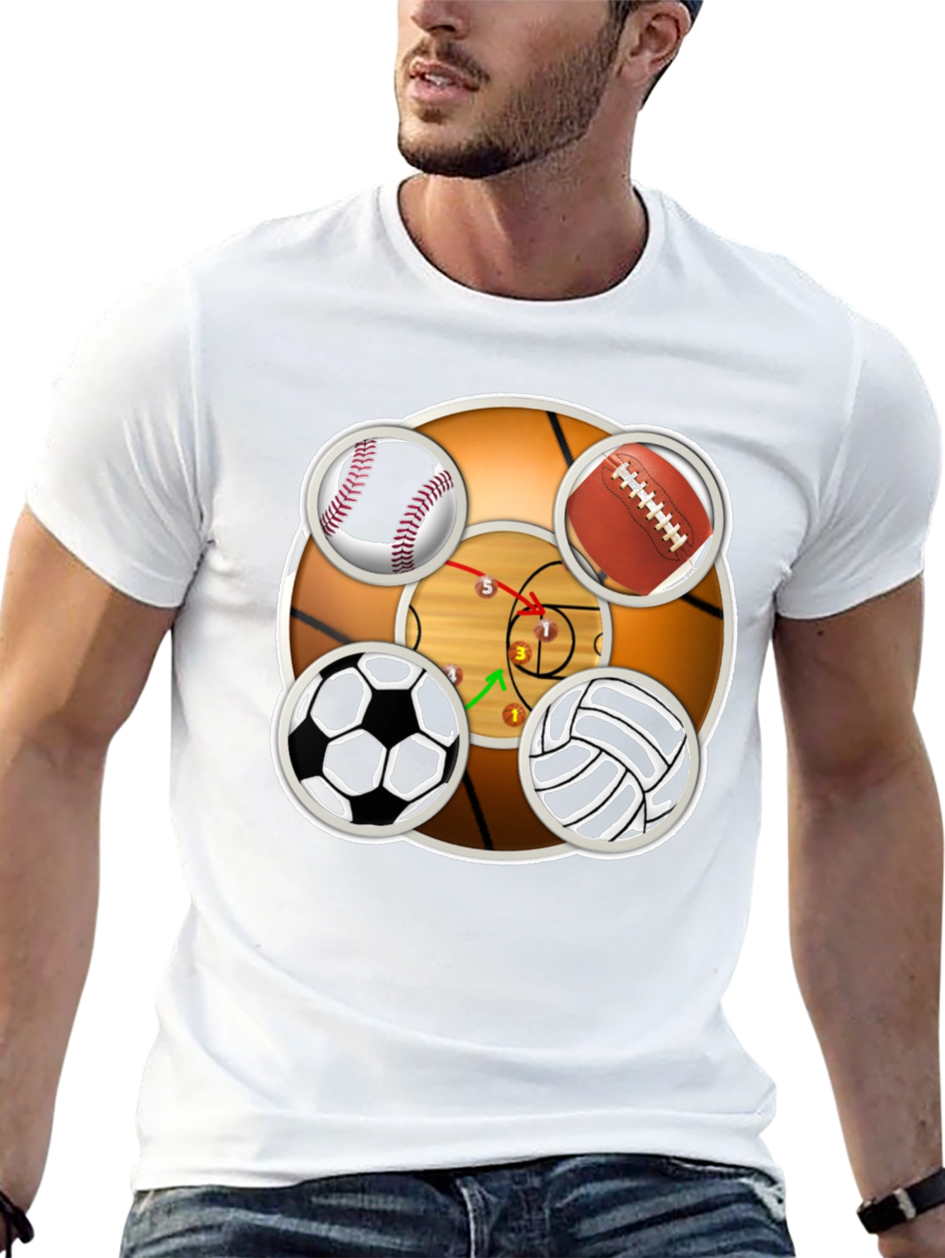 Sports Balls Graphic Print T-Shirt