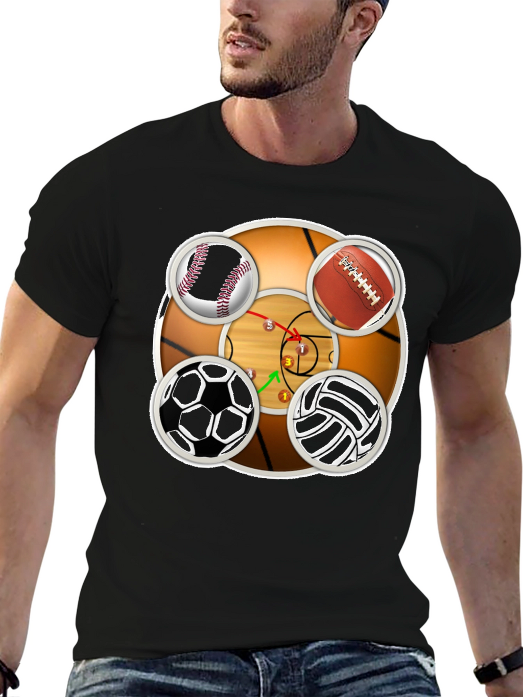 Sports Balls Graphic Print T-Shirt