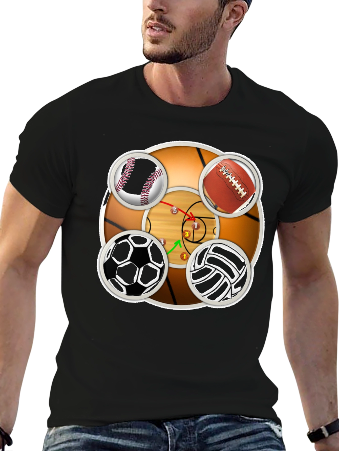 Sports Balls Graphic Print T-Shirt