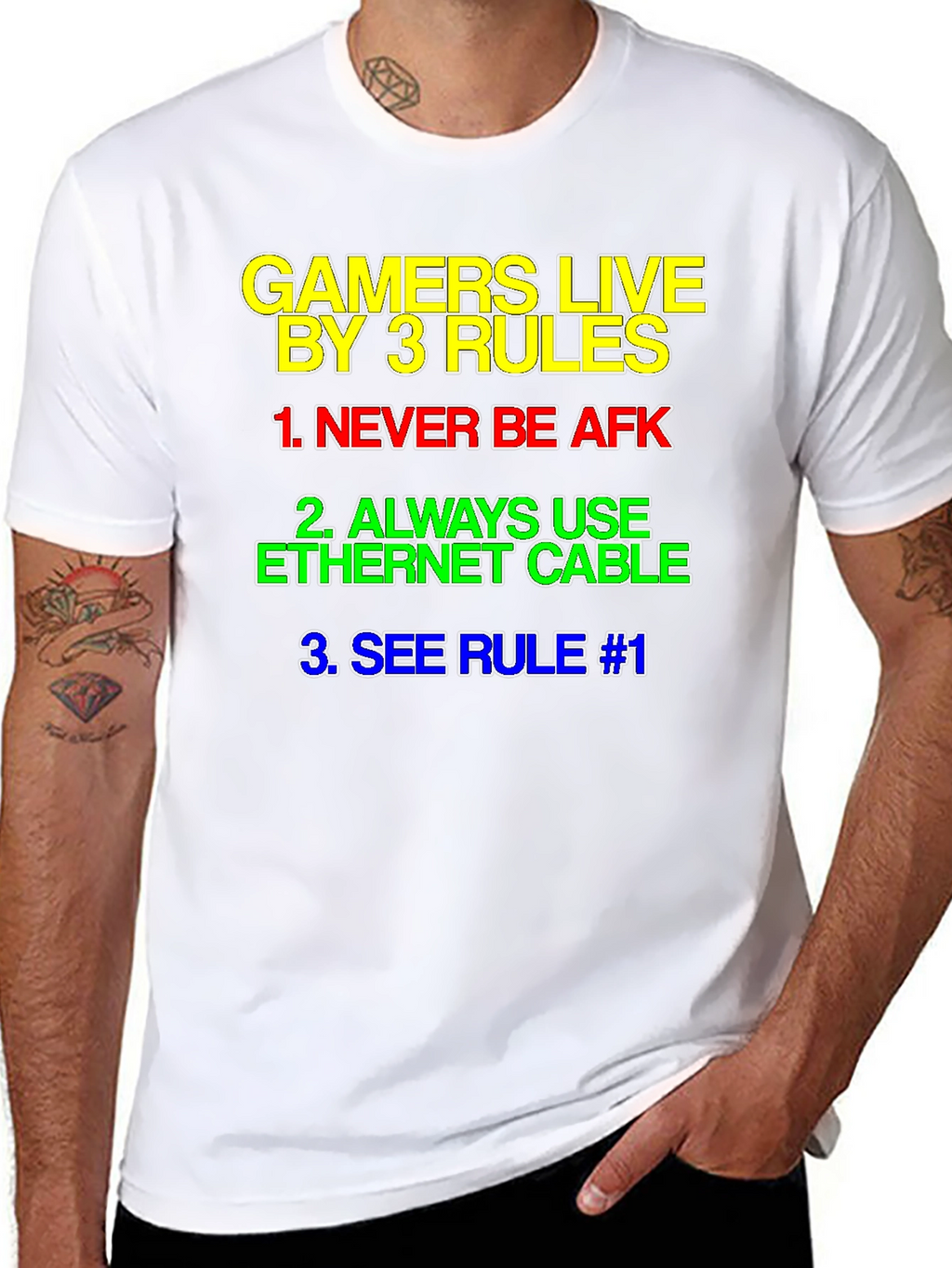 Gamers Live By 3 Rules T-Shirt - Black