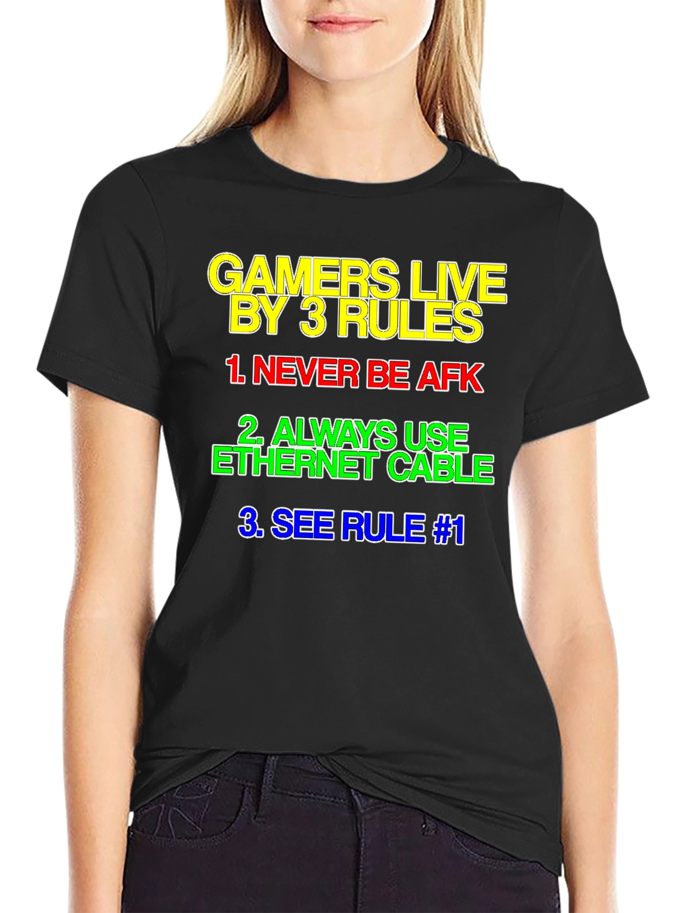Gamers Live By 3 Rules T-Shirt - Black
