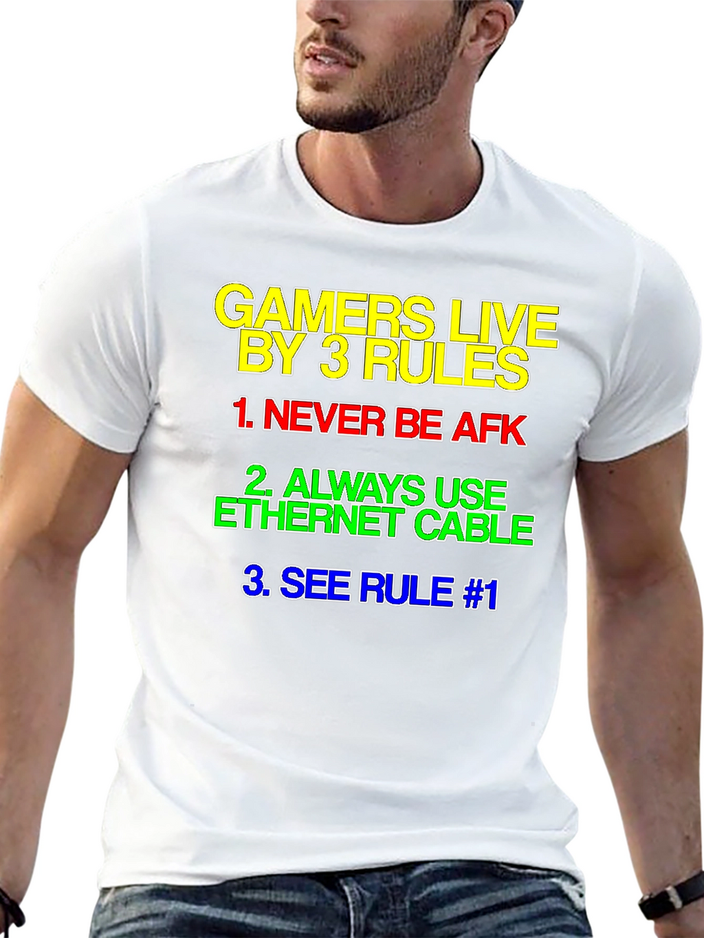 Gamers Live By 3 Rules T-Shirt - Black