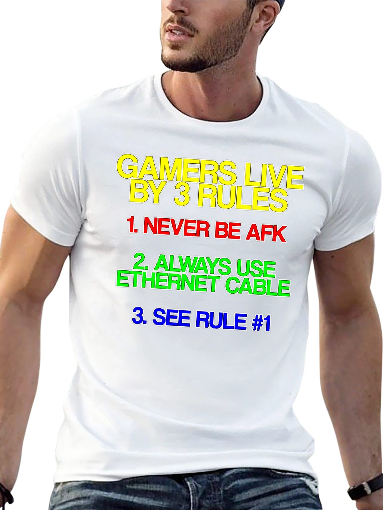 Gamers Live By 3 Rules T-Shirt - Black
