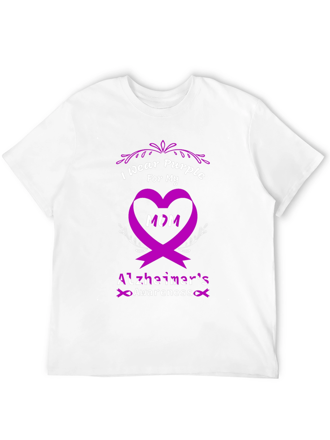 Purple Alzheimers Awareness T-Shirt - I Wear Purple For My Mom