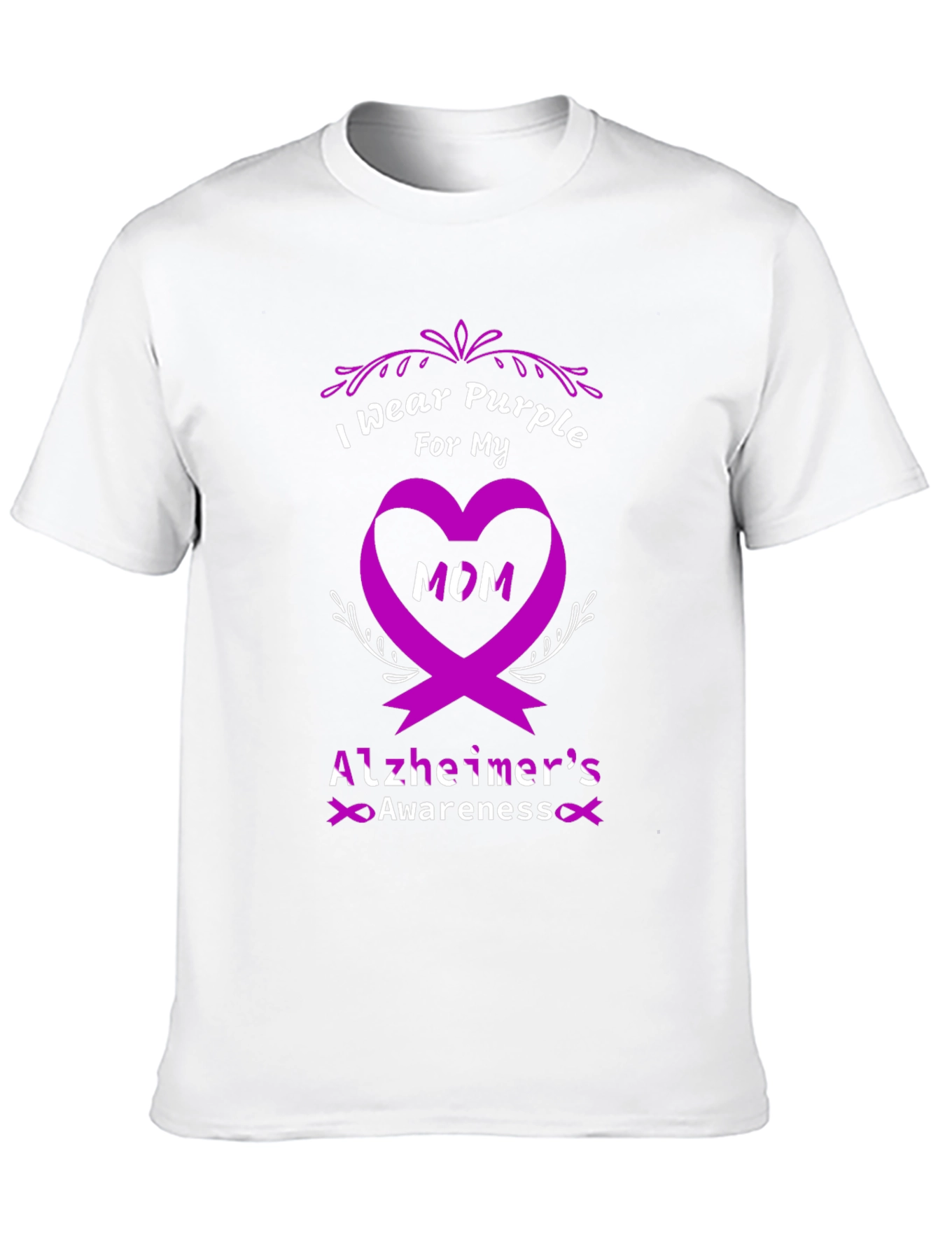 Purple Alzheimers Awareness T-Shirt - I Wear Purple For My Mom