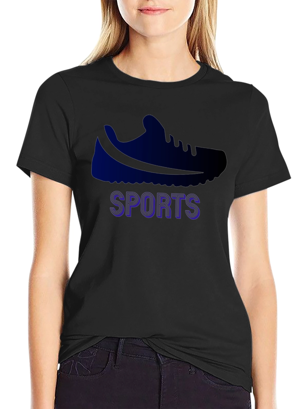 Sports Shoe Graphic Tee - Black Cotton Blend