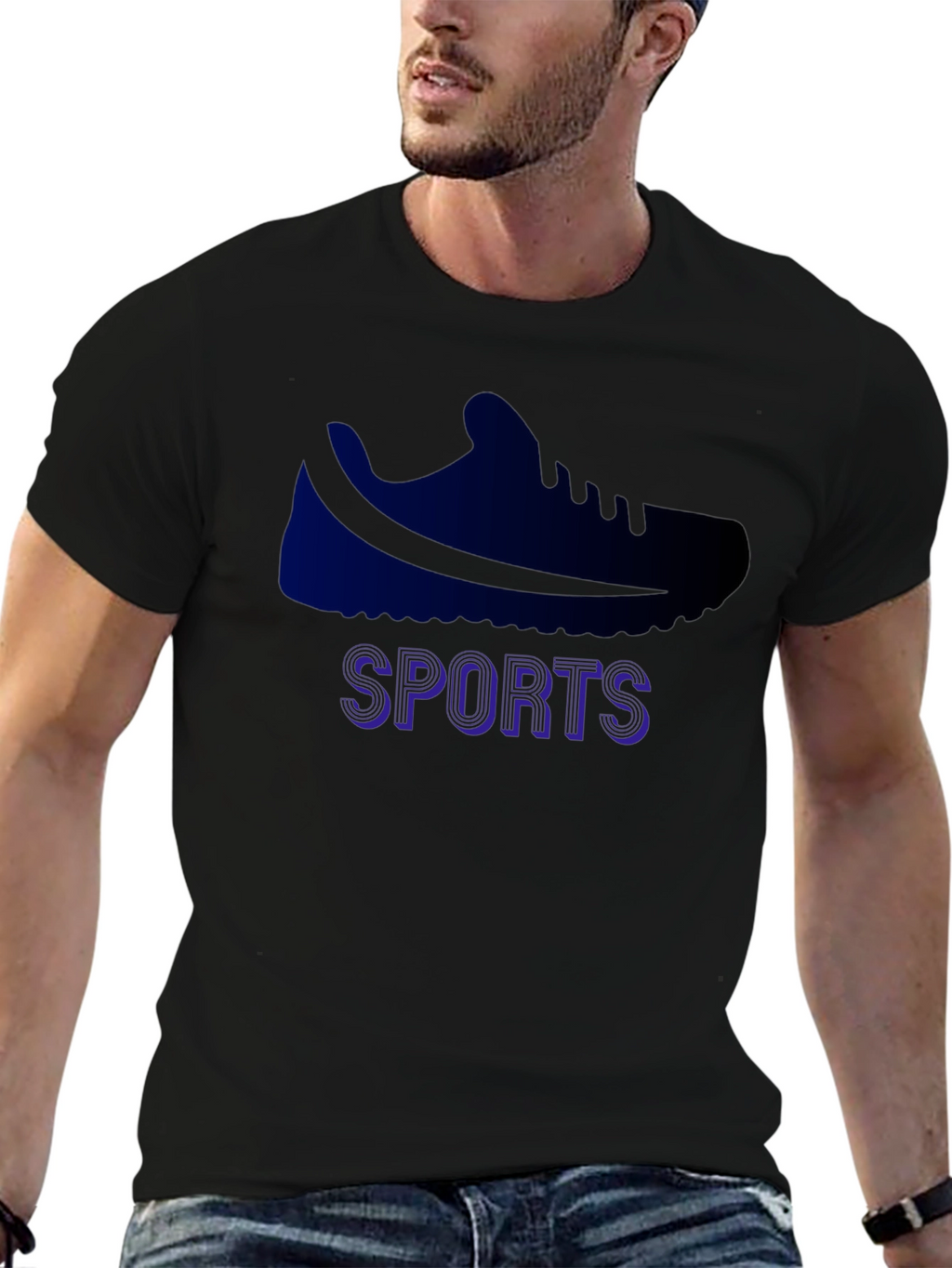 Sports Shoe Graphic Tee - Black Cotton Blend