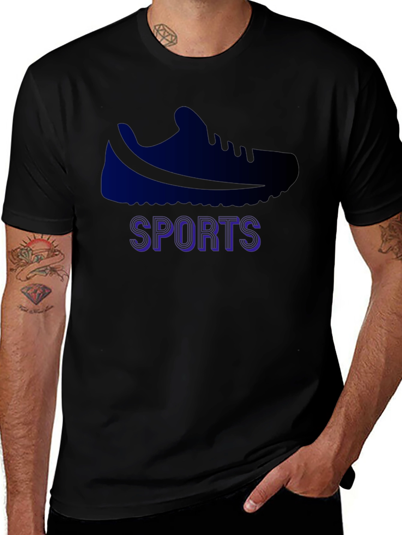 Sports Shoe Graphic Tee - Black Cotton Blend