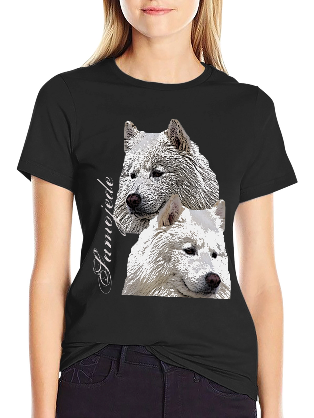 Samojede Dog Graphic Tee - Unisex Black T-Shirt