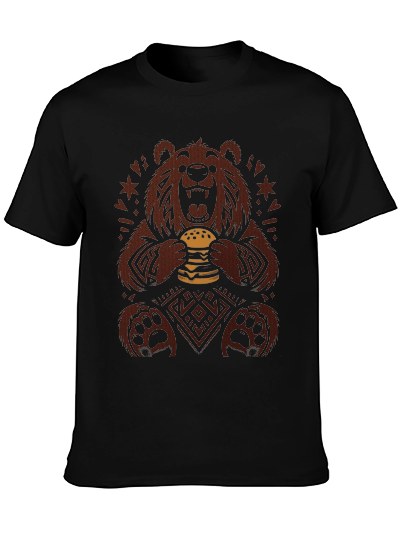 Bear Eating Burger Graphic T-Shirt