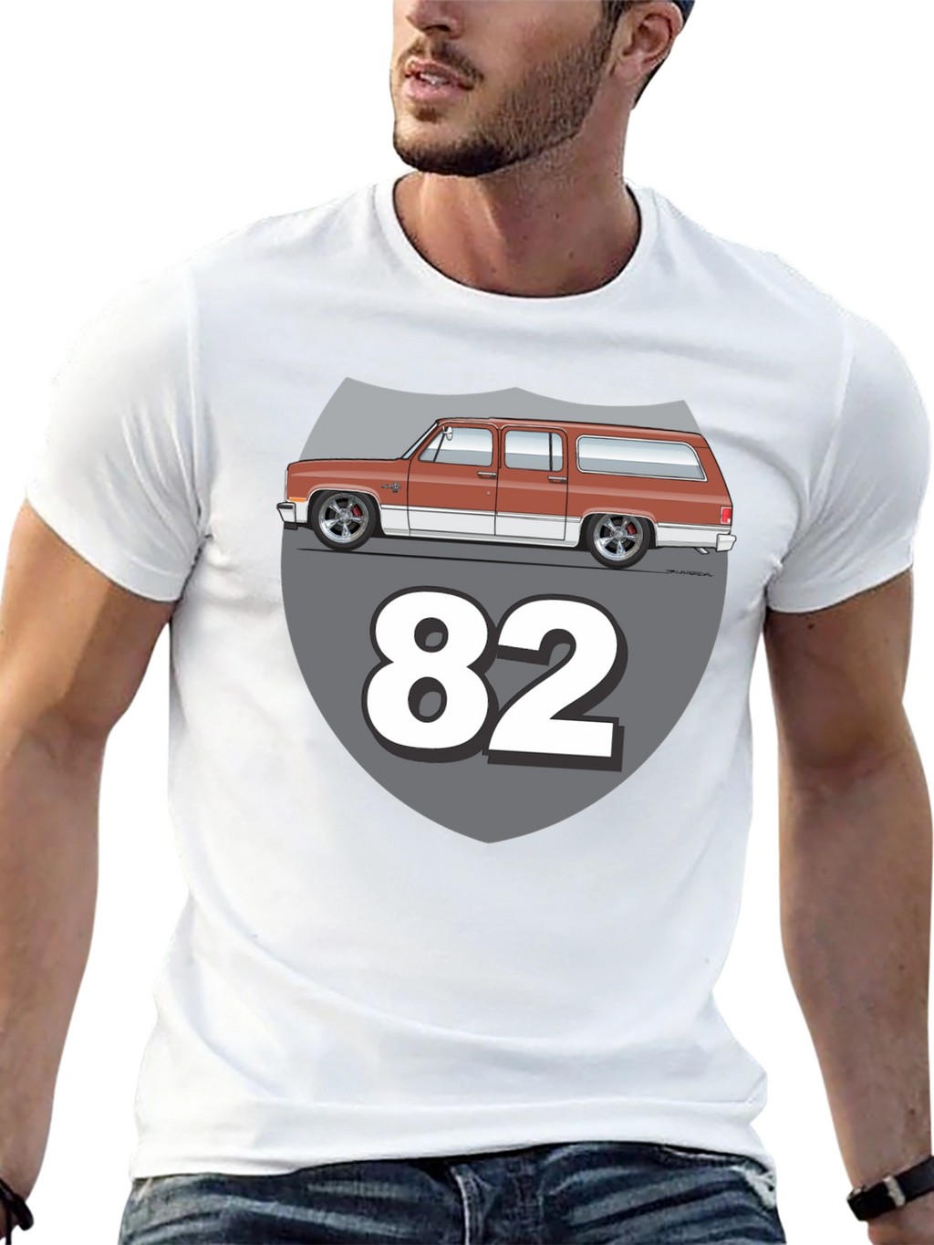 Retro 82 Car Graphic T-Shirt - Classic Design