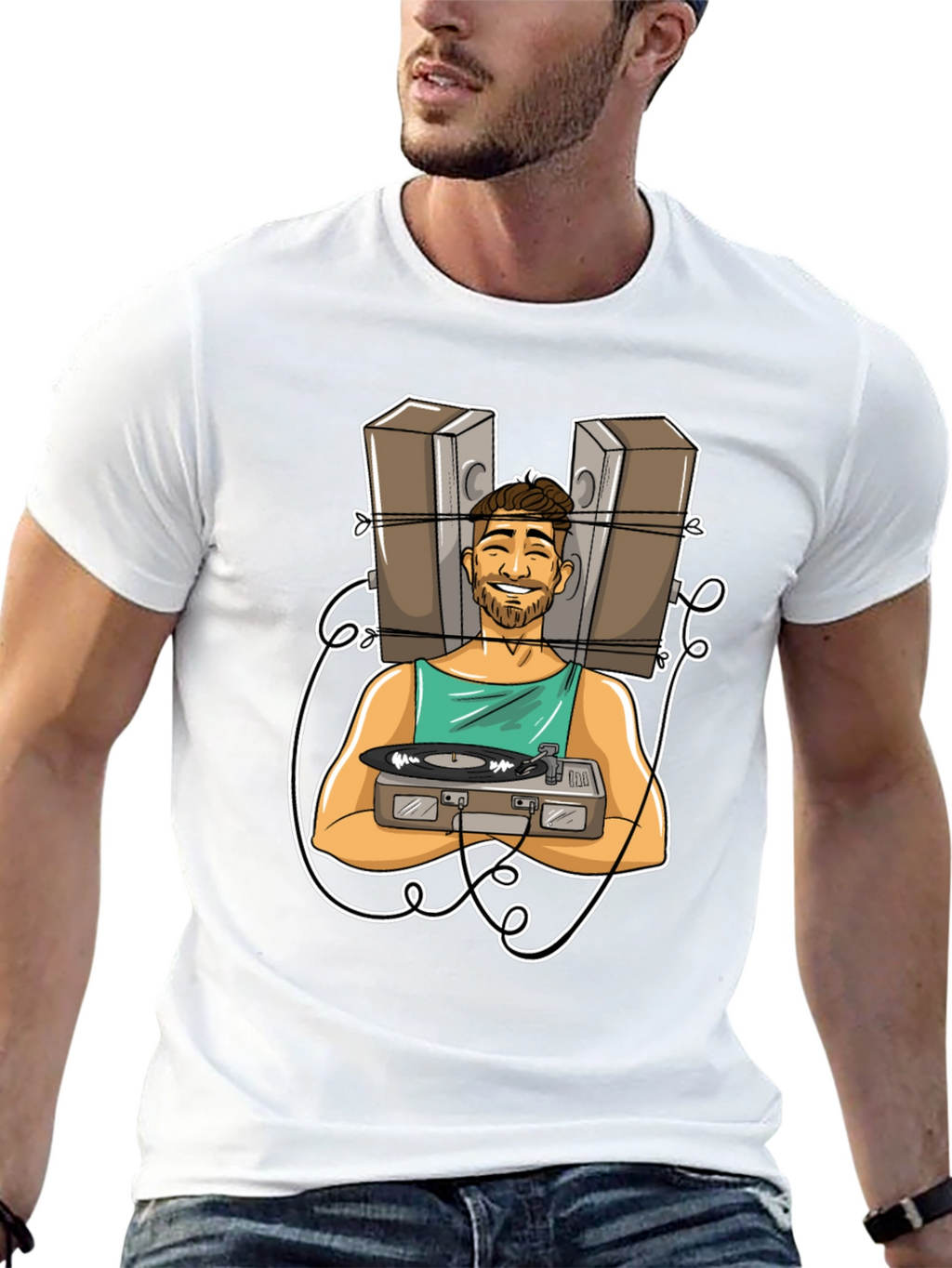 DJ Graphic Tee - Musician Cartoon Design