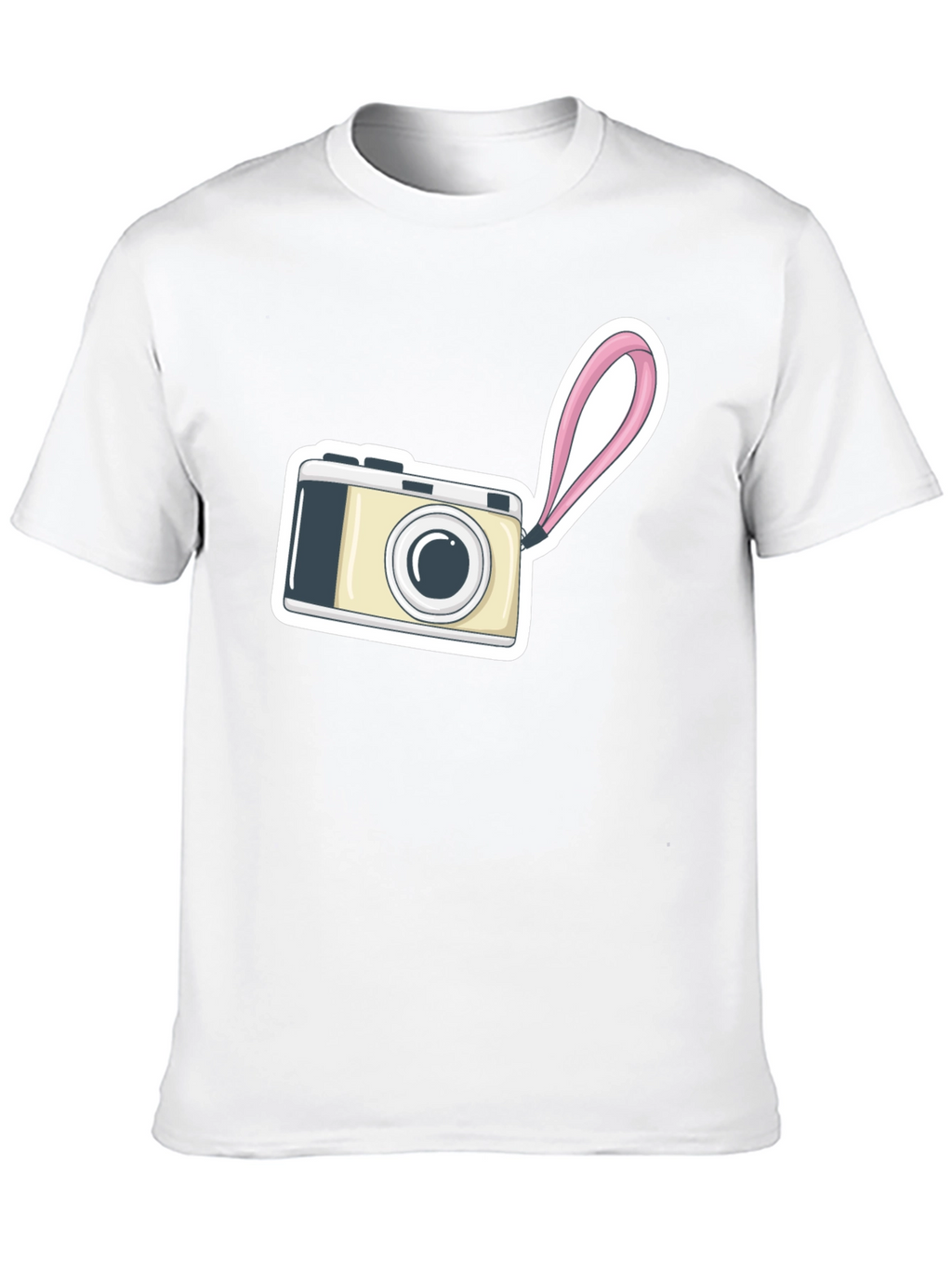 Black T-Shirt with Camera Graphic Print