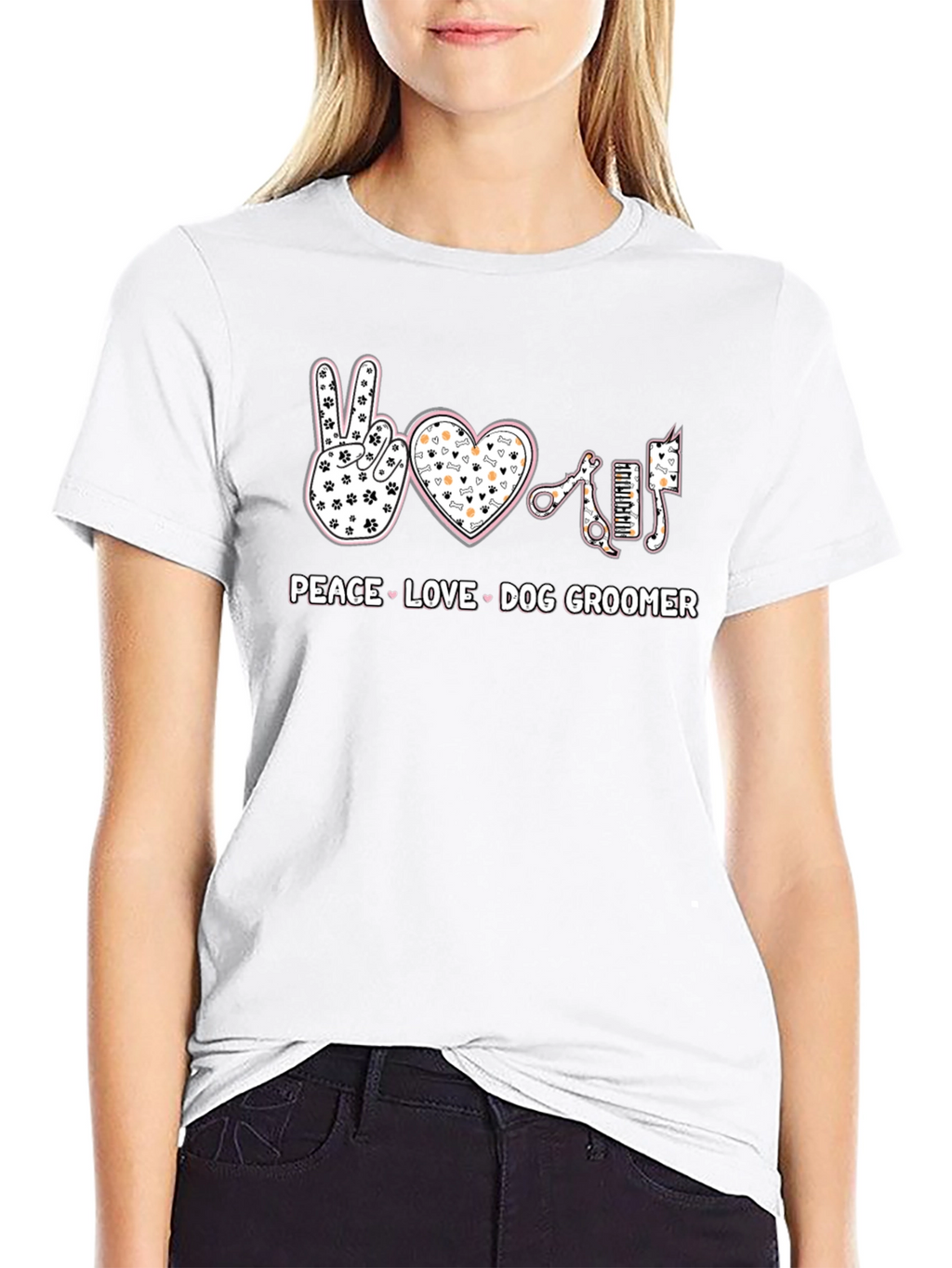Peace Love Dog Groomer T-Shirt - Pet Salon Apparel