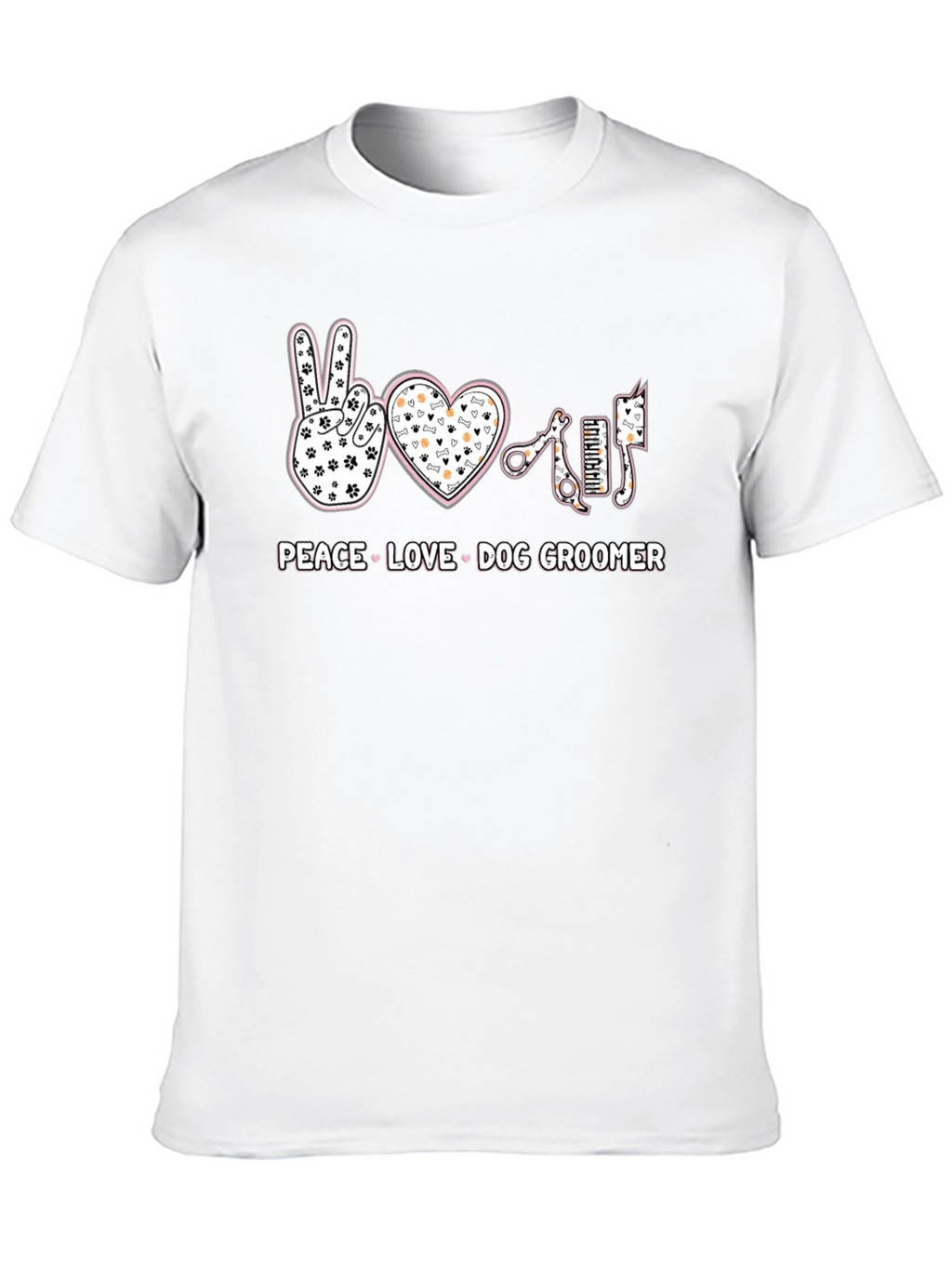 Peace Love Dog Groomer T-Shirt - Pet Salon Apparel