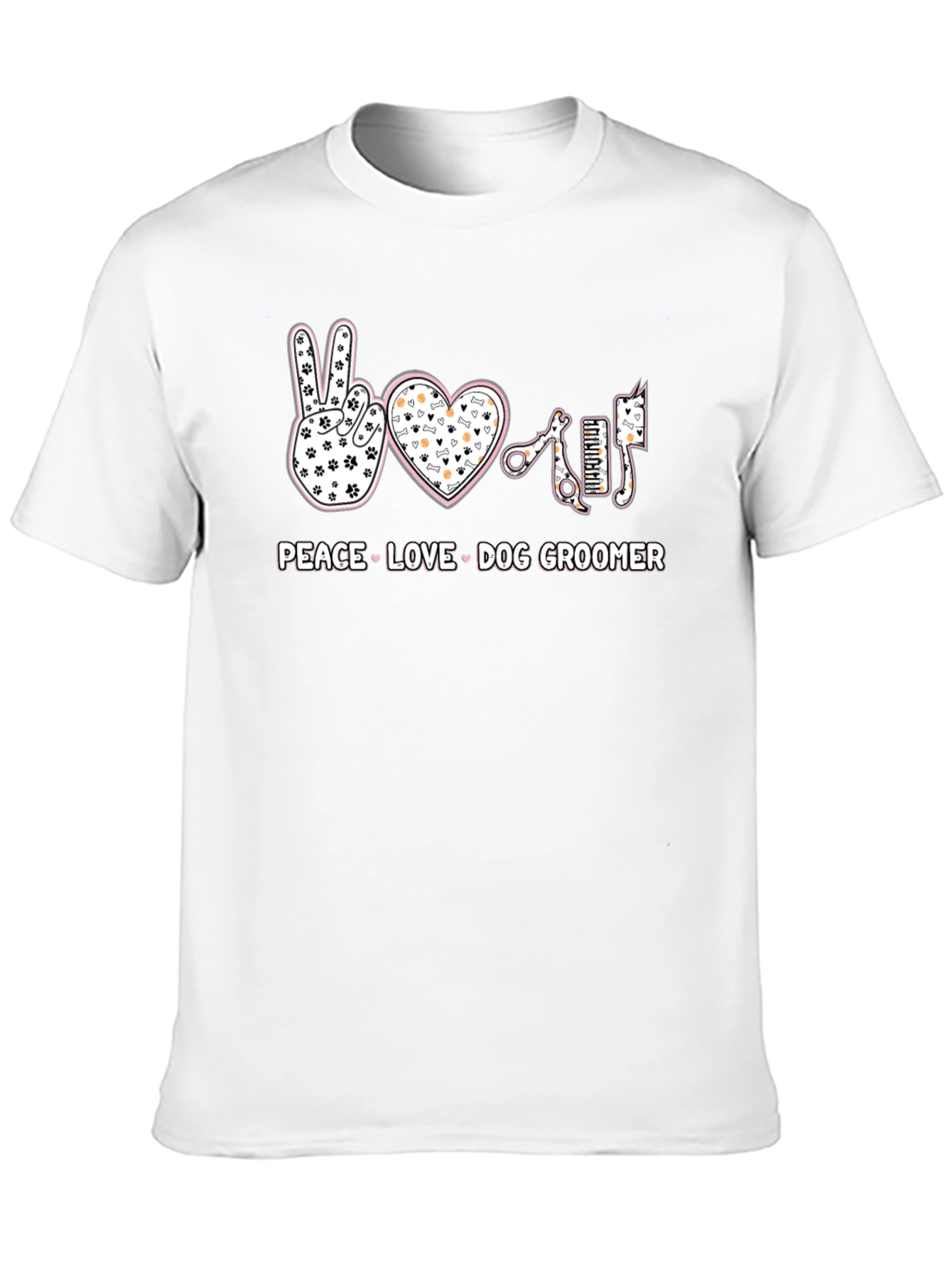 Peace Love Dog Groomer T-Shirt - Pet Salon Apparel