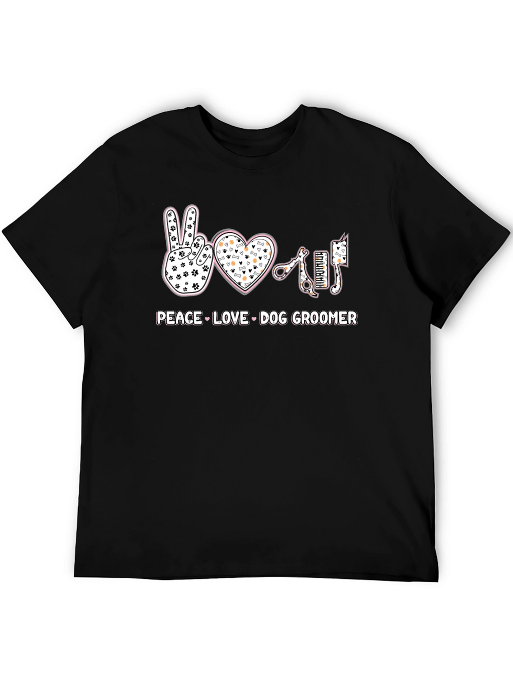 Peace Love Dog Groomer T-Shirt - Pet Salon Apparel