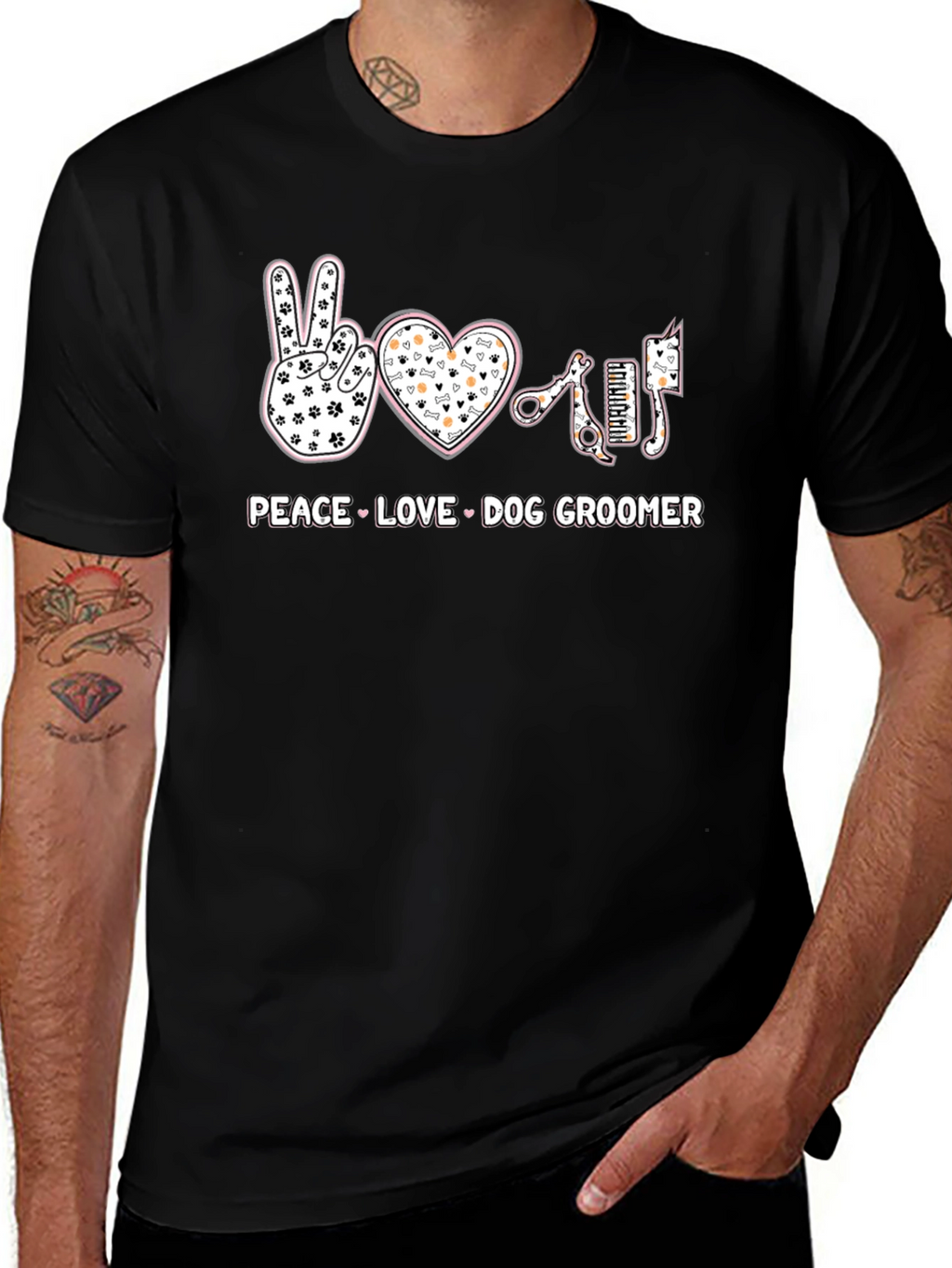 Peace Love Dog Groomer T-Shirt - Pet Salon Apparel