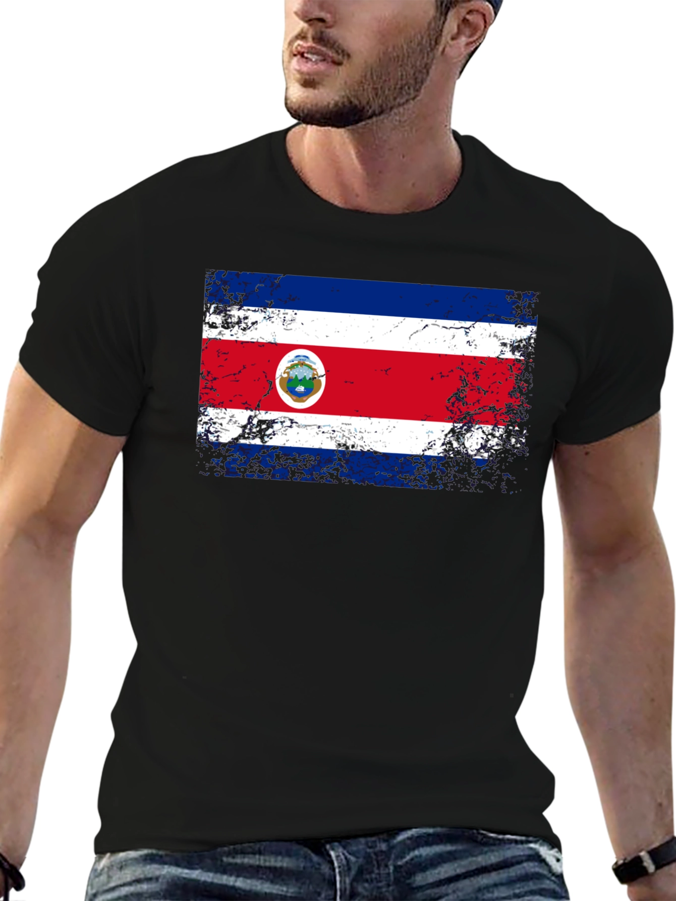 Costa Rica Flag Distressed T-Shirt