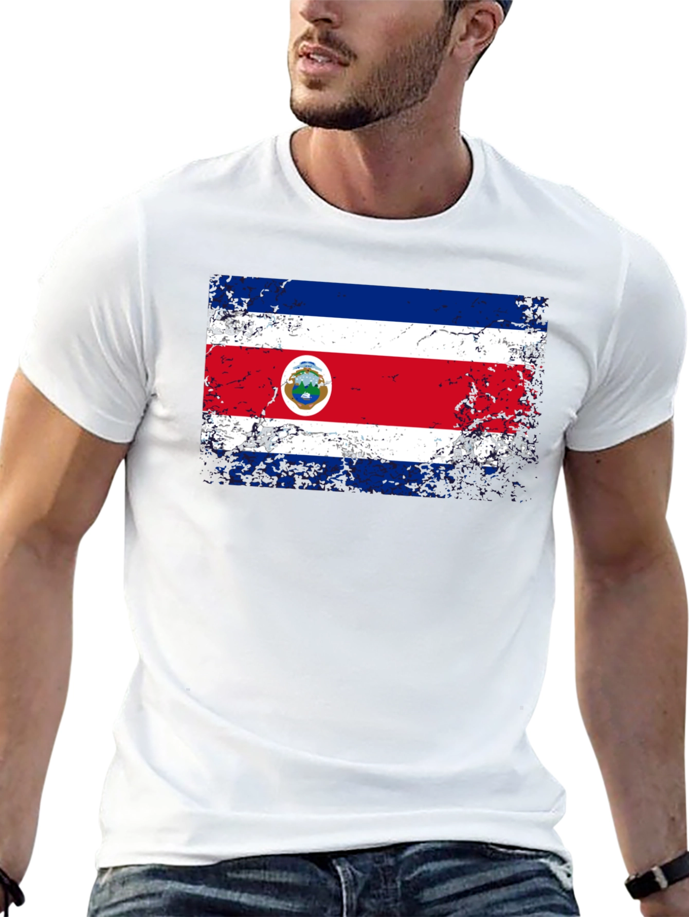 Costa Rica Flag Distressed T-Shirt
