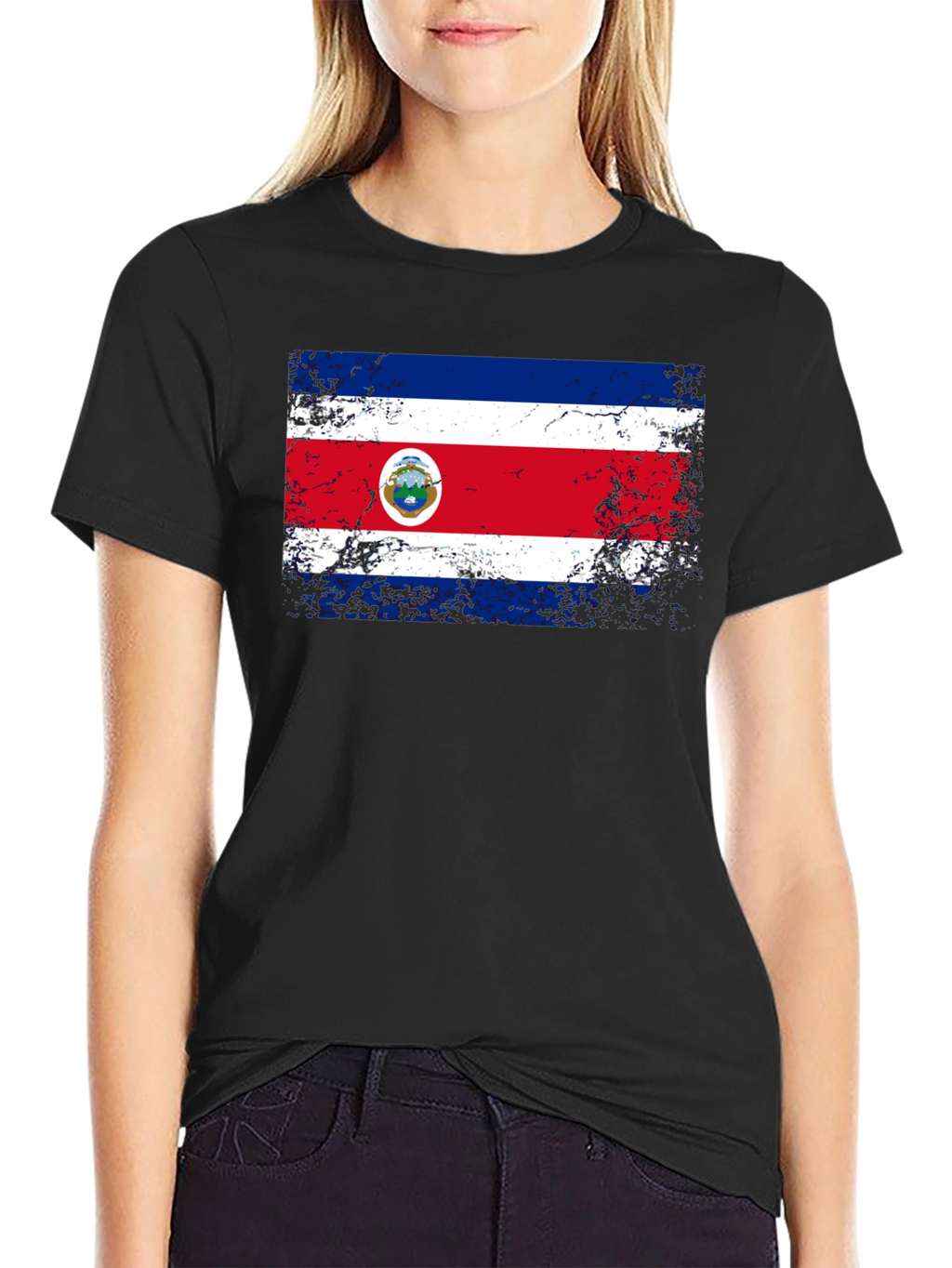 Costa Rica Flag Distressed T-Shirt