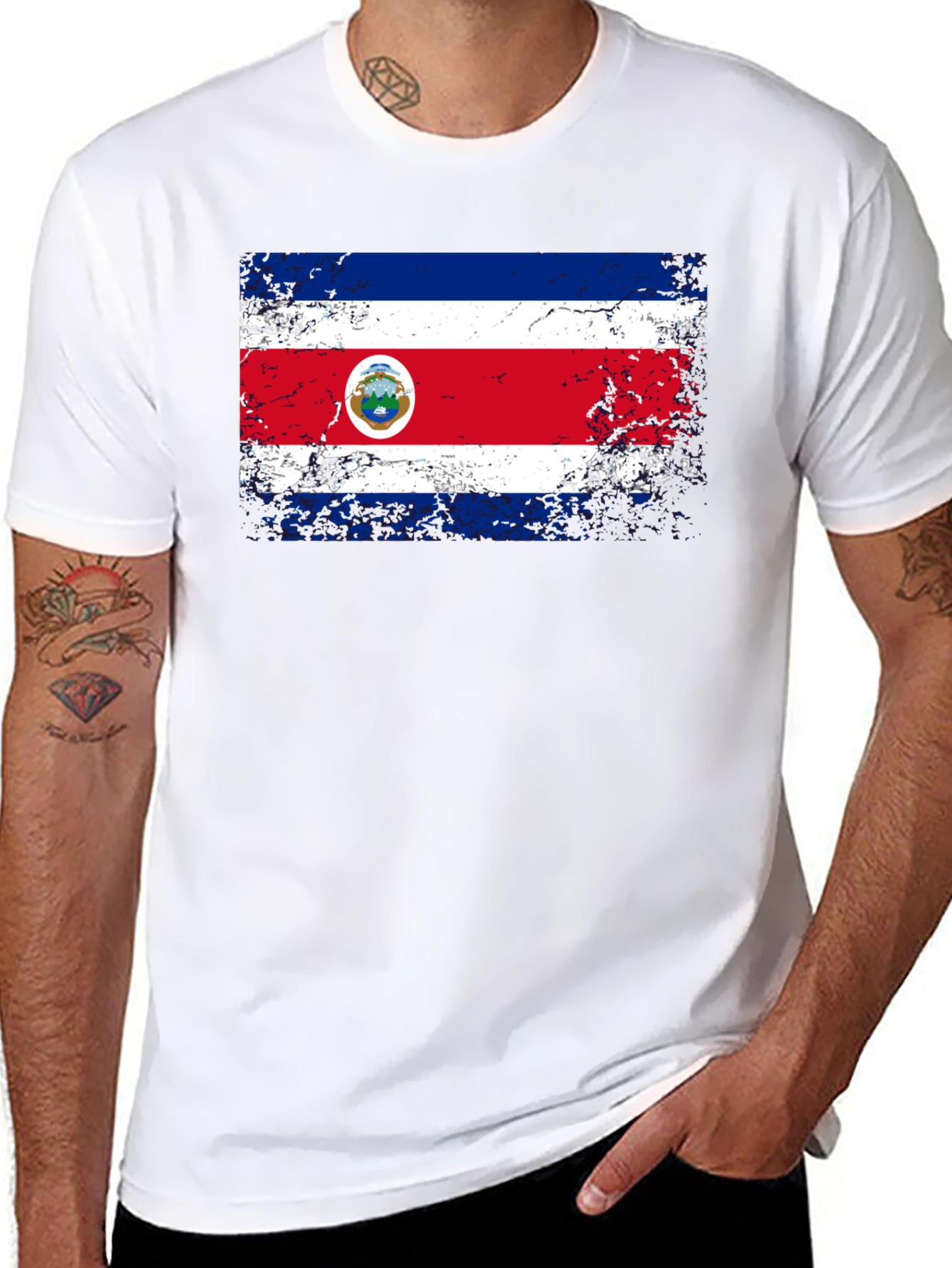 Costa Rica Flag Distressed T-Shirt