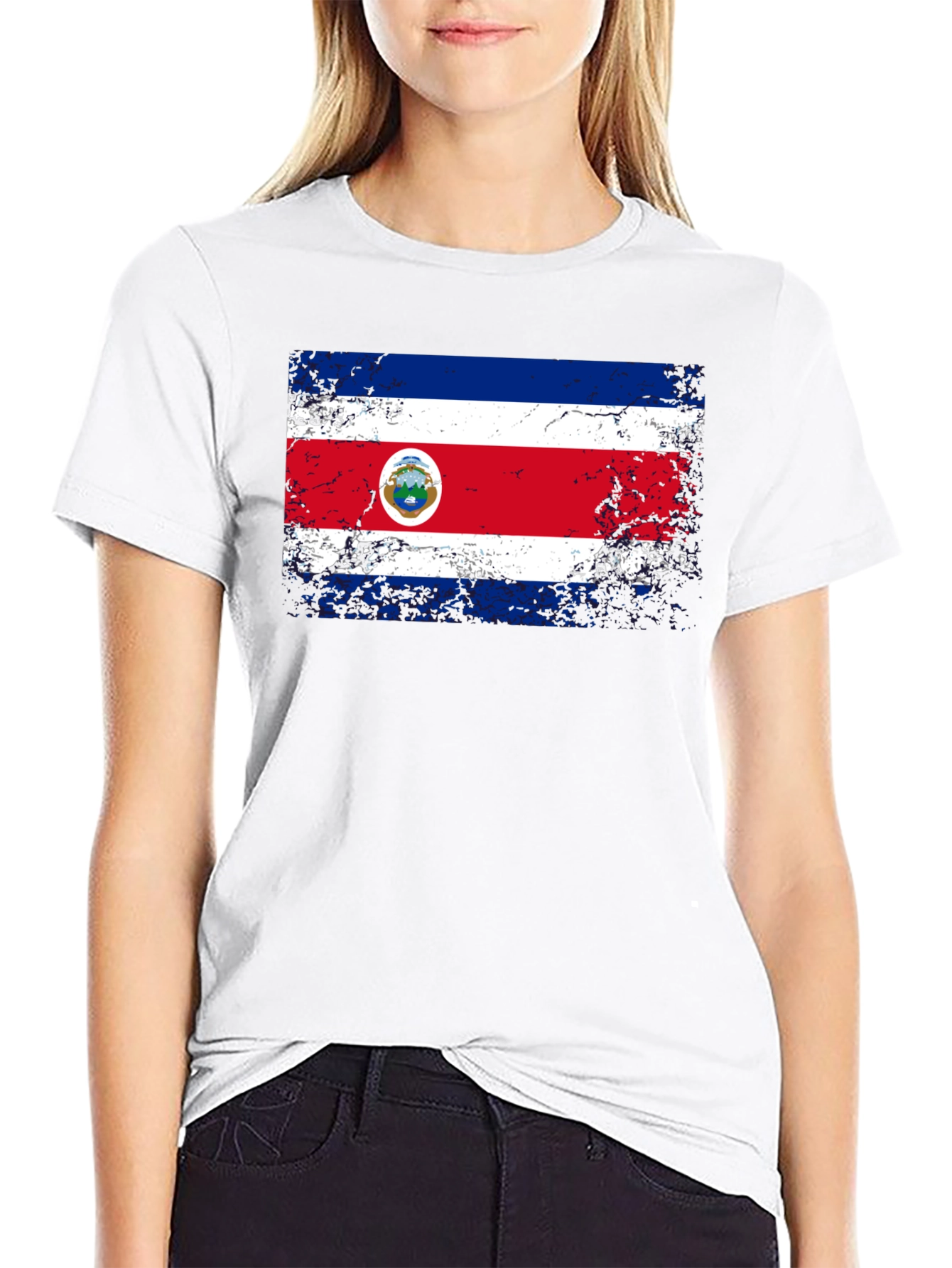 Costa Rica Flag Distressed T-Shirt