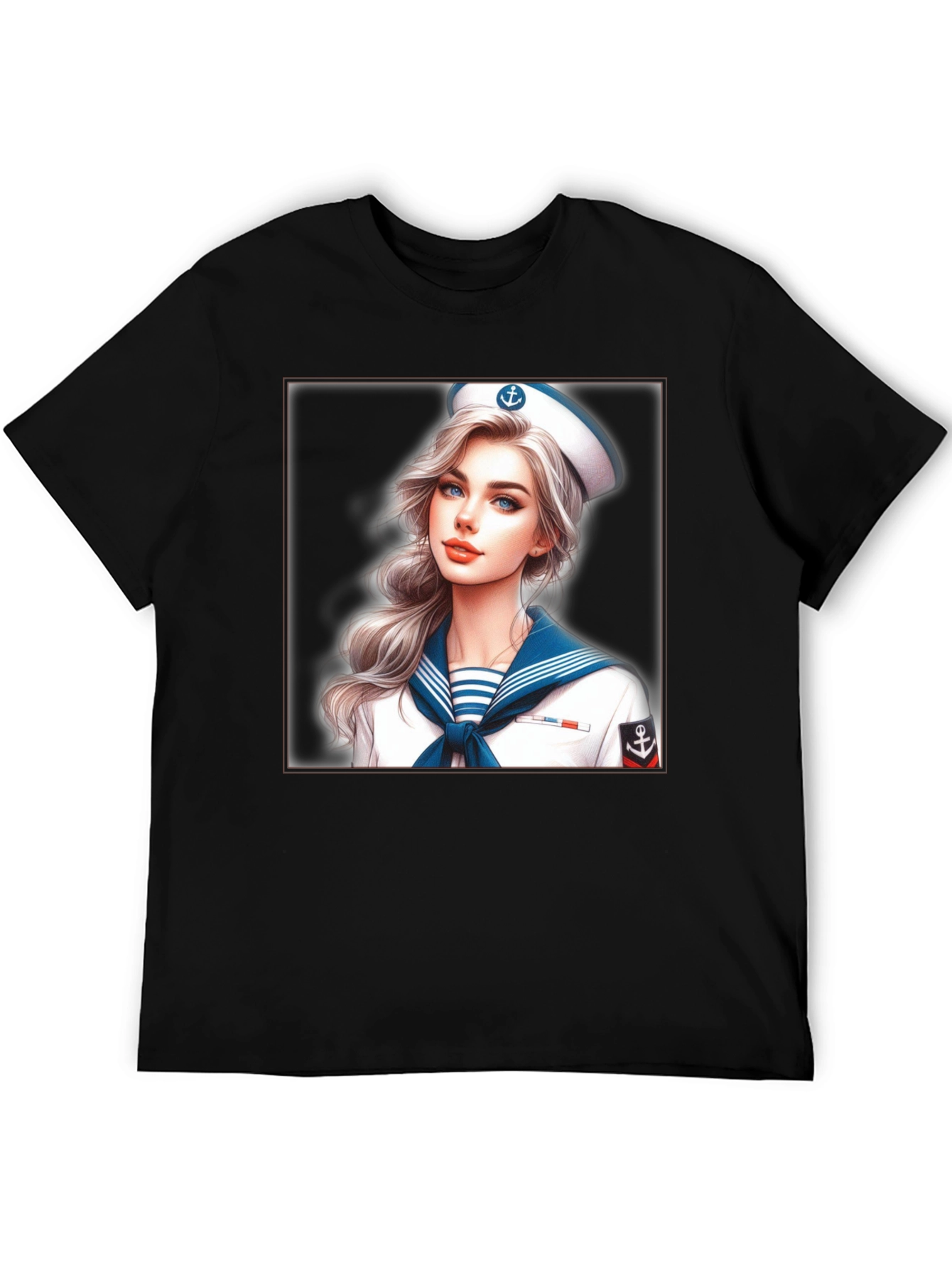 Sailor Girl Graphic Tee - Black Cotton T-Shirt