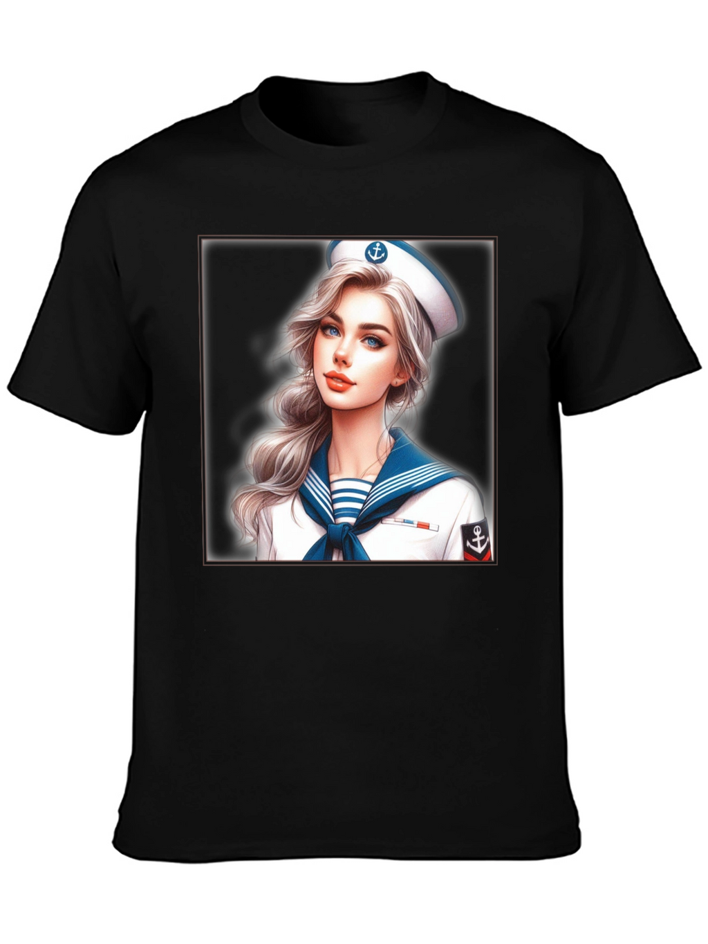 Sailor Girl Graphic Tee - Black Cotton T-Shirt