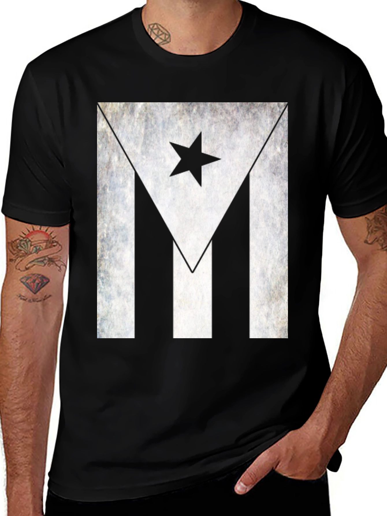 Puerto Rico Flag Distressed Graphic T-Shirt