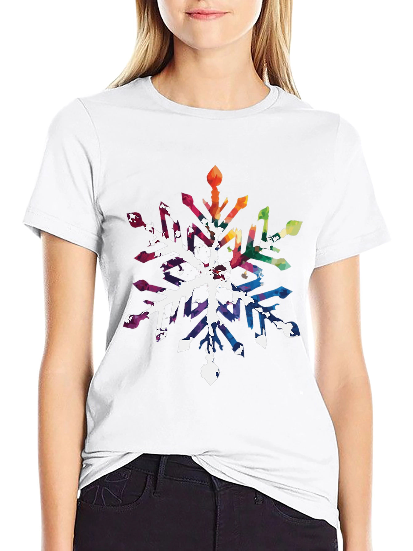 Rainbow Snowflake Graphic Tee - Stylish Unisex Shirt