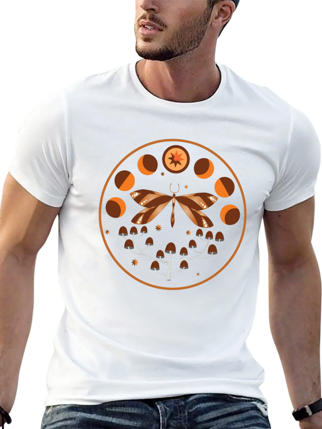 Mystic Moth & Moon Phases Graphic Tee - Black