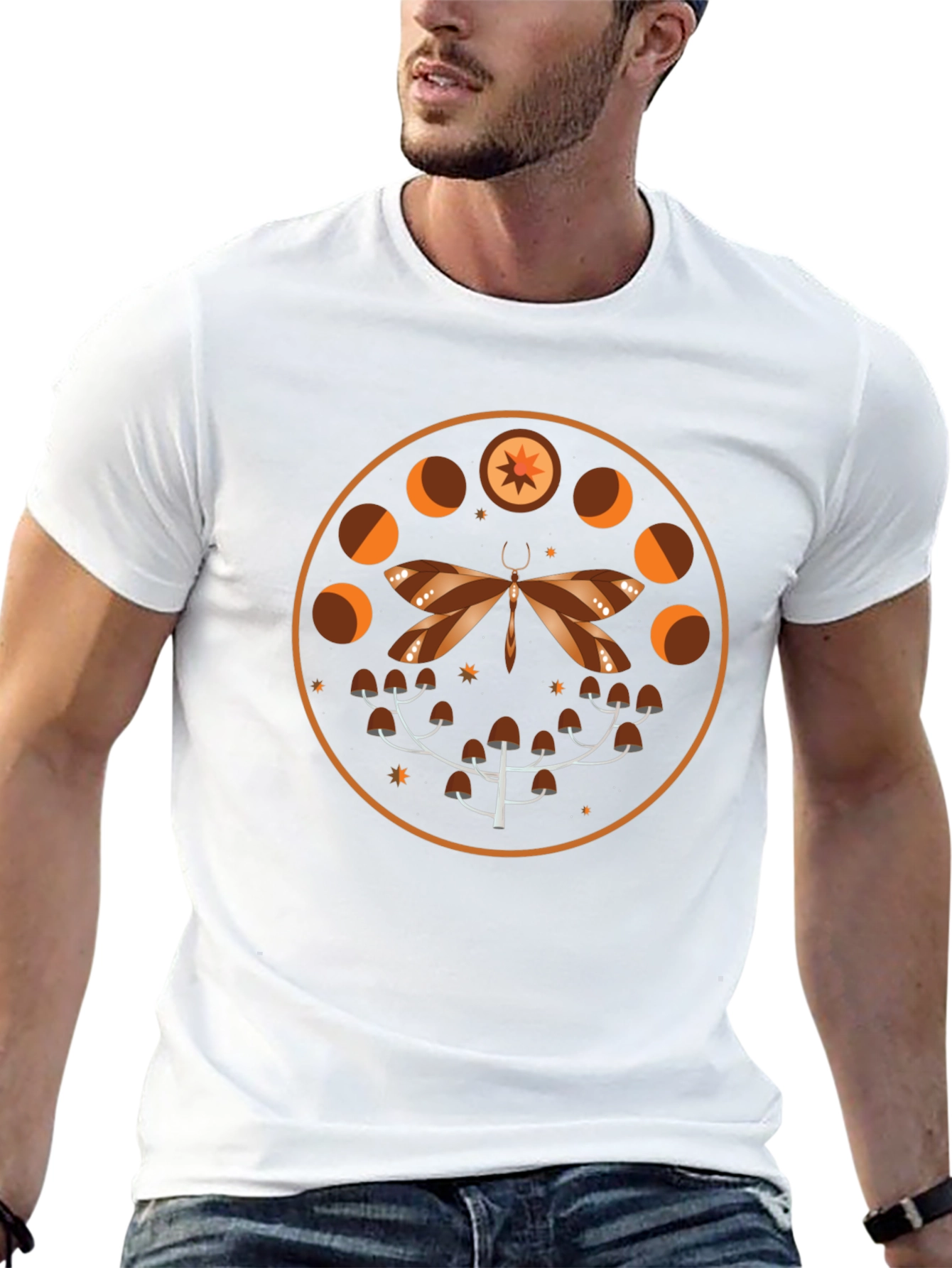 Mystic Moth & Moon Phases Graphic Tee - Black