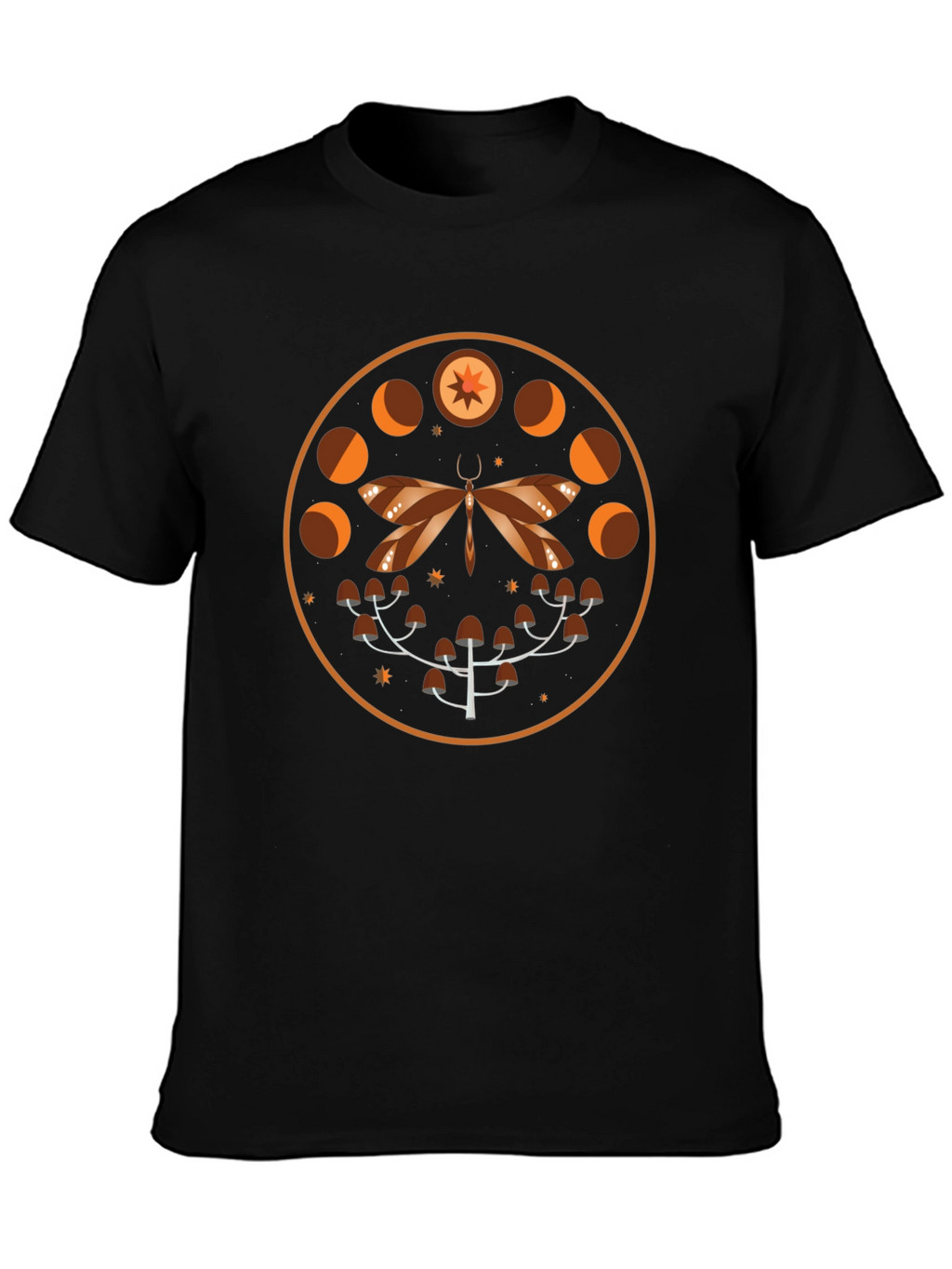 Mystic Moth & Moon Phases Graphic Tee - Black