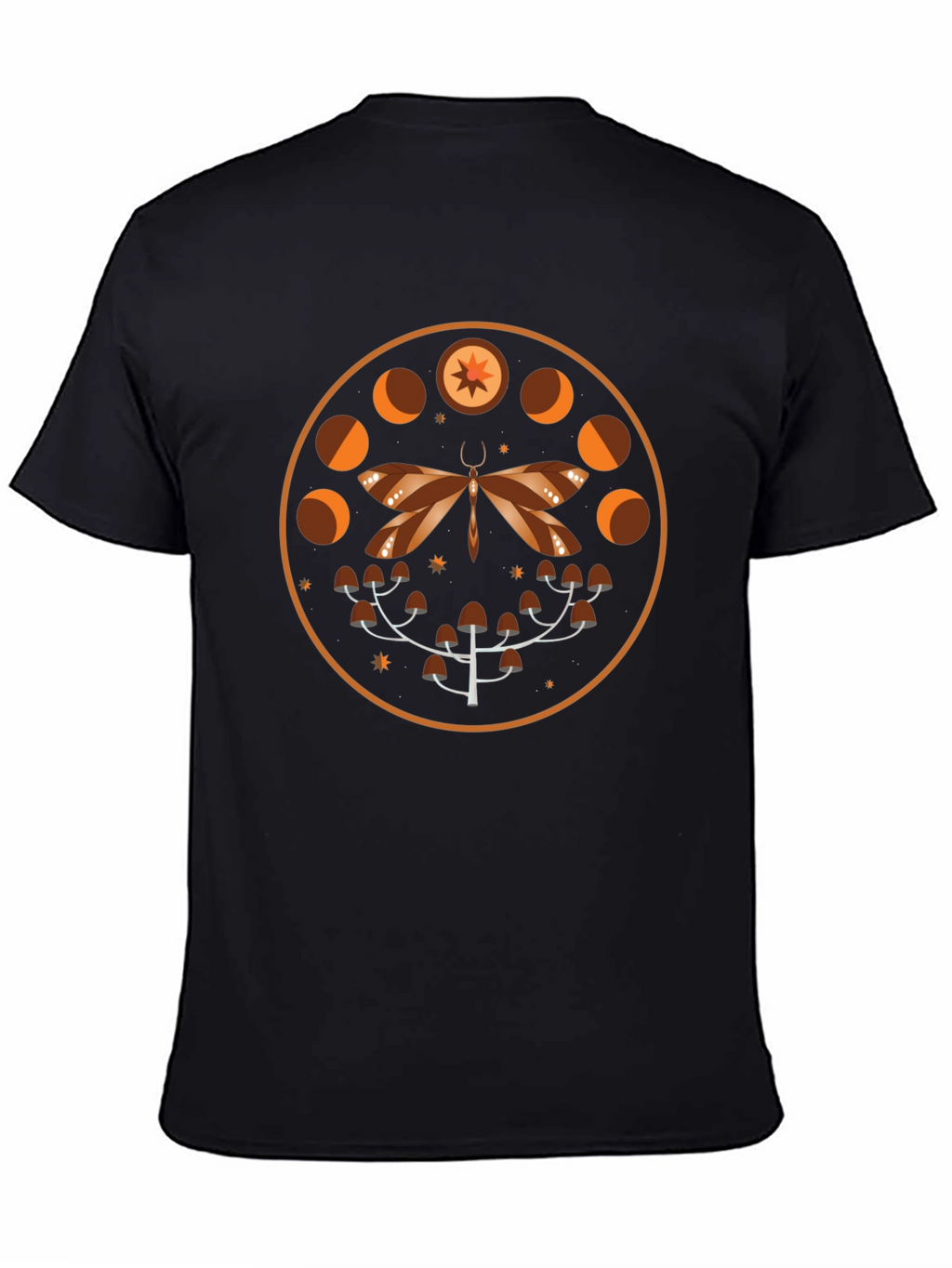 Mystic Moth & Moon Phases Graphic Tee - Black