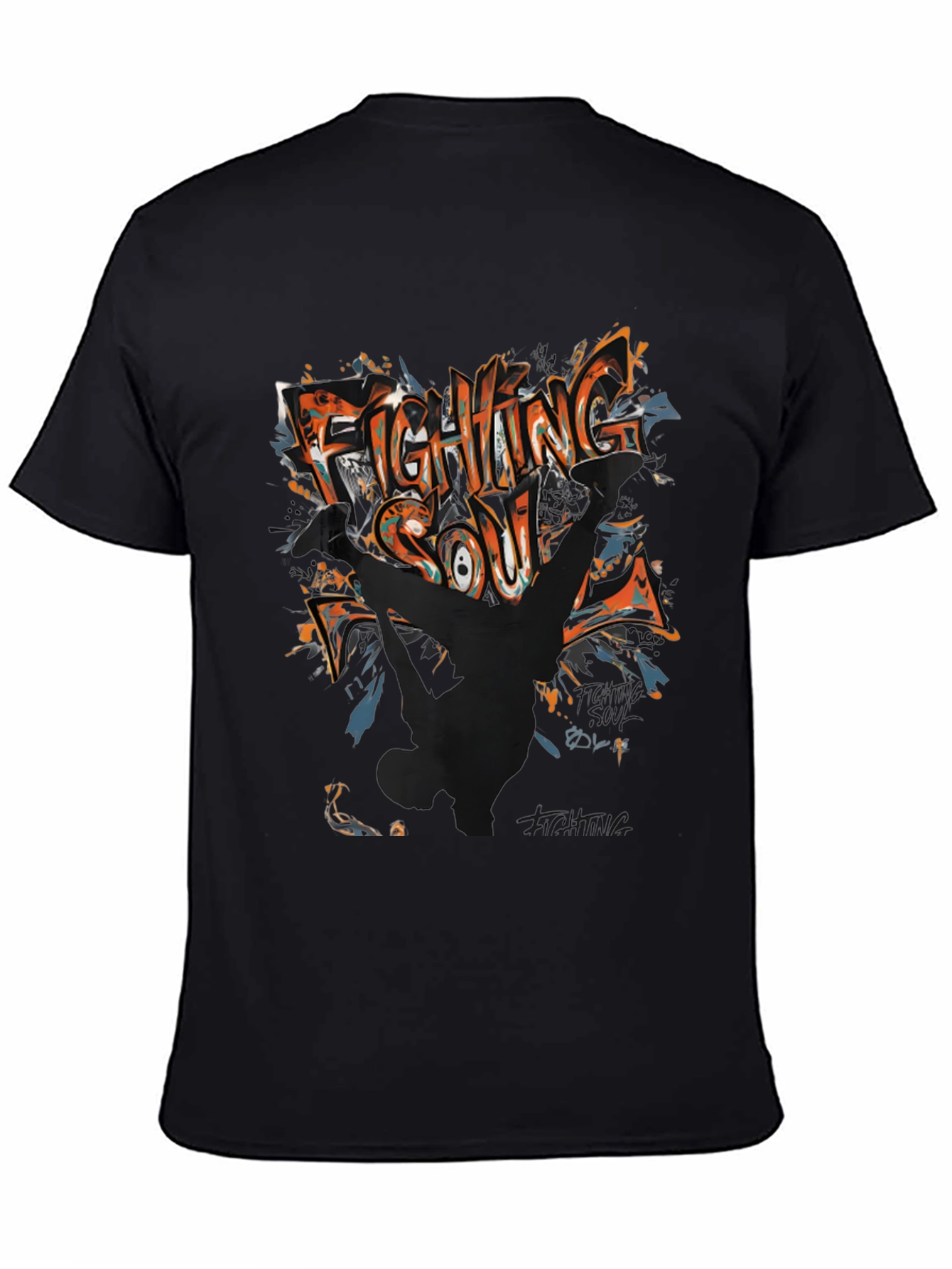 Fighting Soul Graphic Print Black T-Shirt